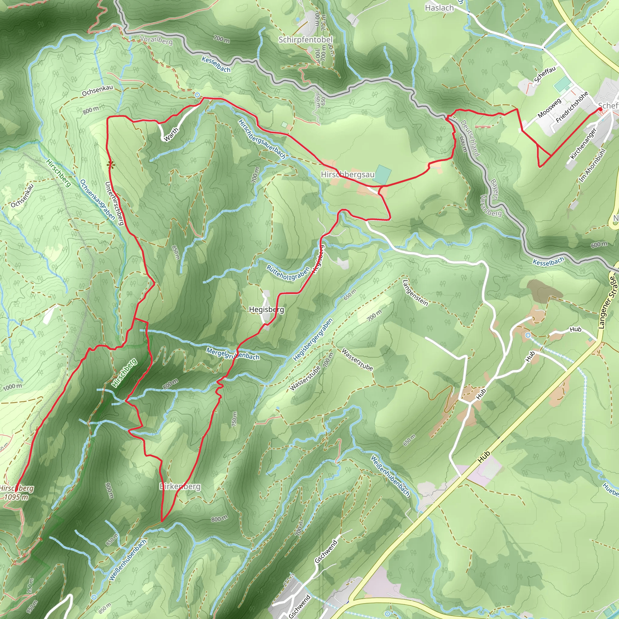 Hirschberg via Scheffauer Steig mobile static map