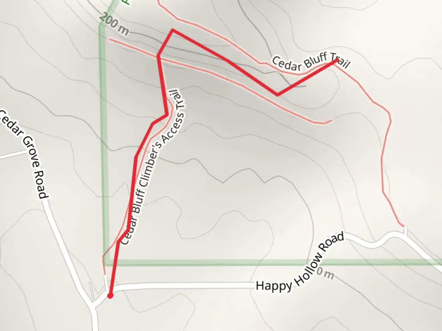 An image depicting the trail Happy Hollow Road Walk - North and its surrounding area.