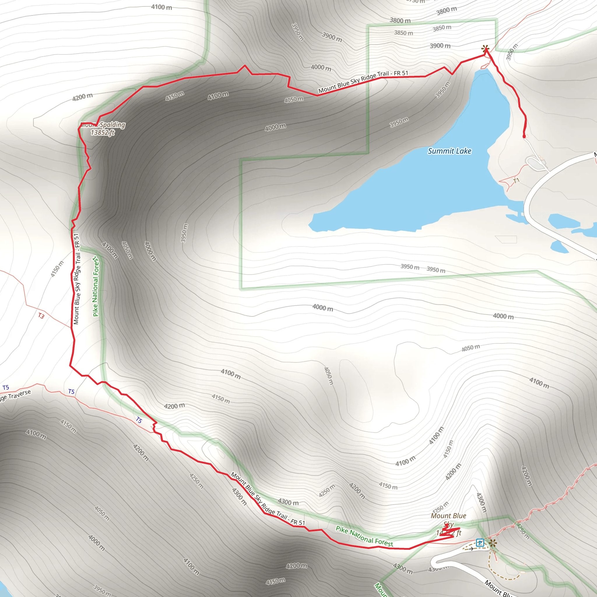 Mount Blue Sky and Mount Spalding via Spalding Trail mobile static map