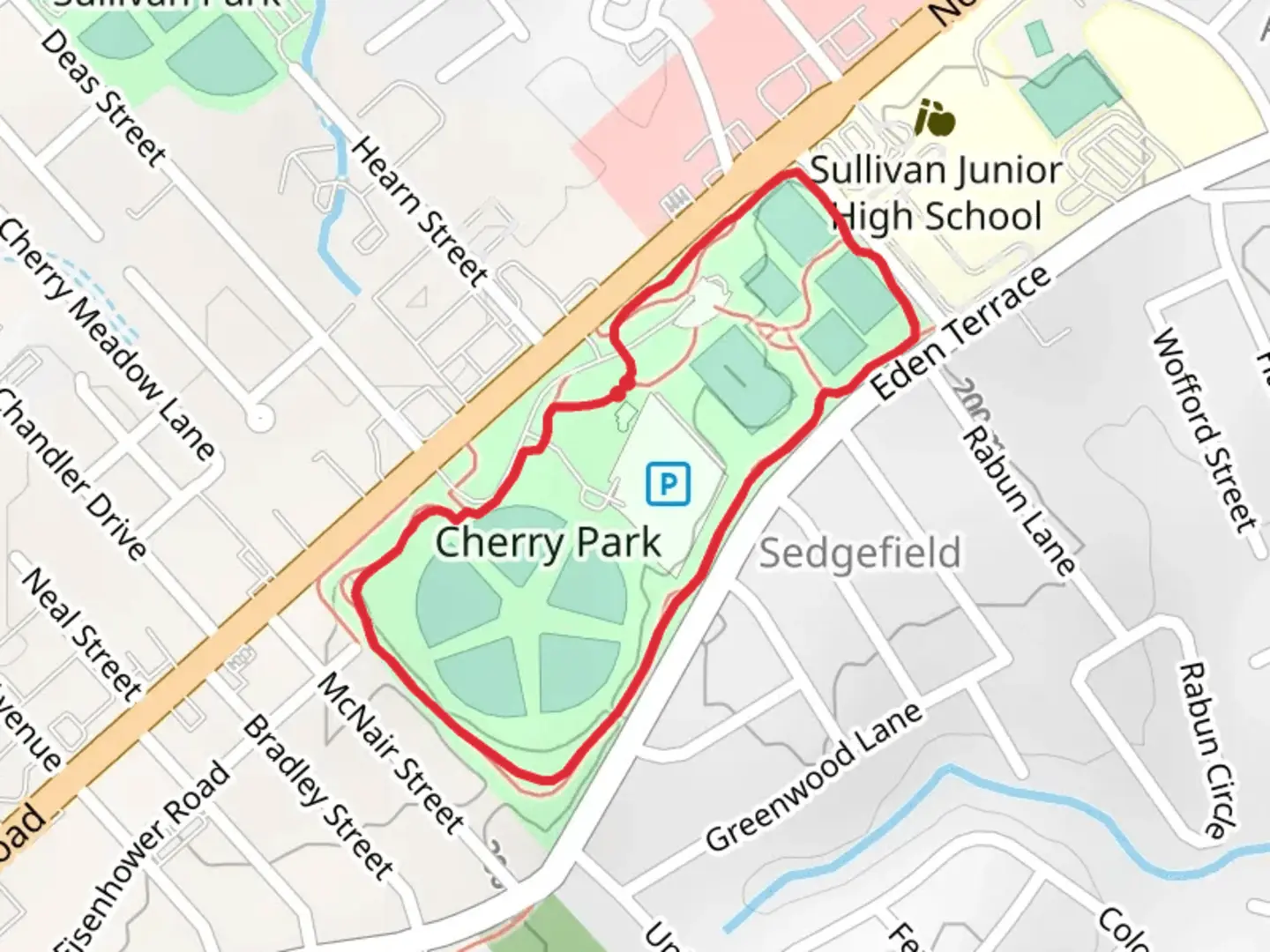 An image depicting the trail Field 1 and Field 5 Loop and its surrounding area.