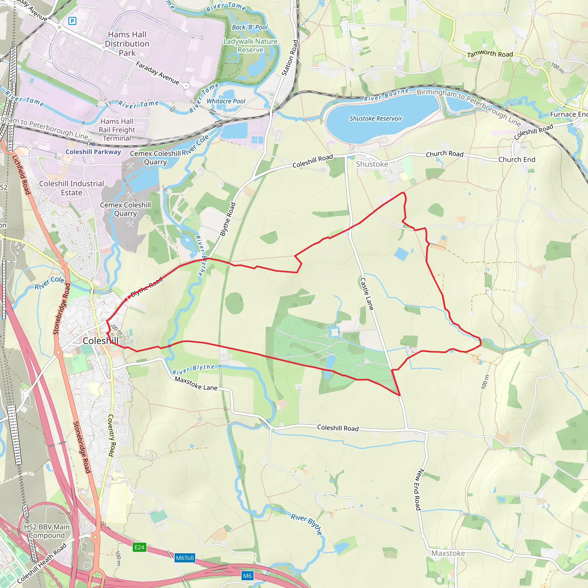 Coleshill and Shustoke Country Park mobile static map