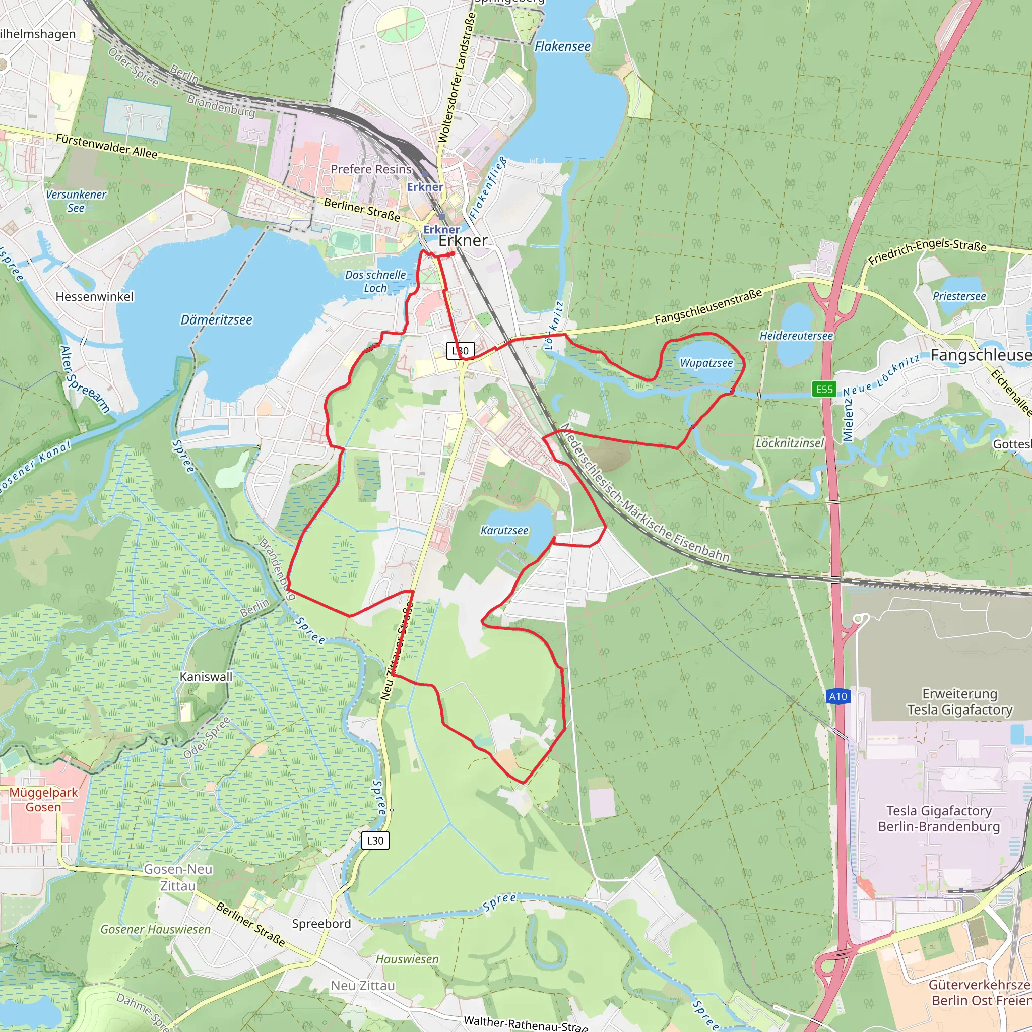 Karutzsee via Markische Runde and Wanderweg am Bretterschen Graben mobile static map