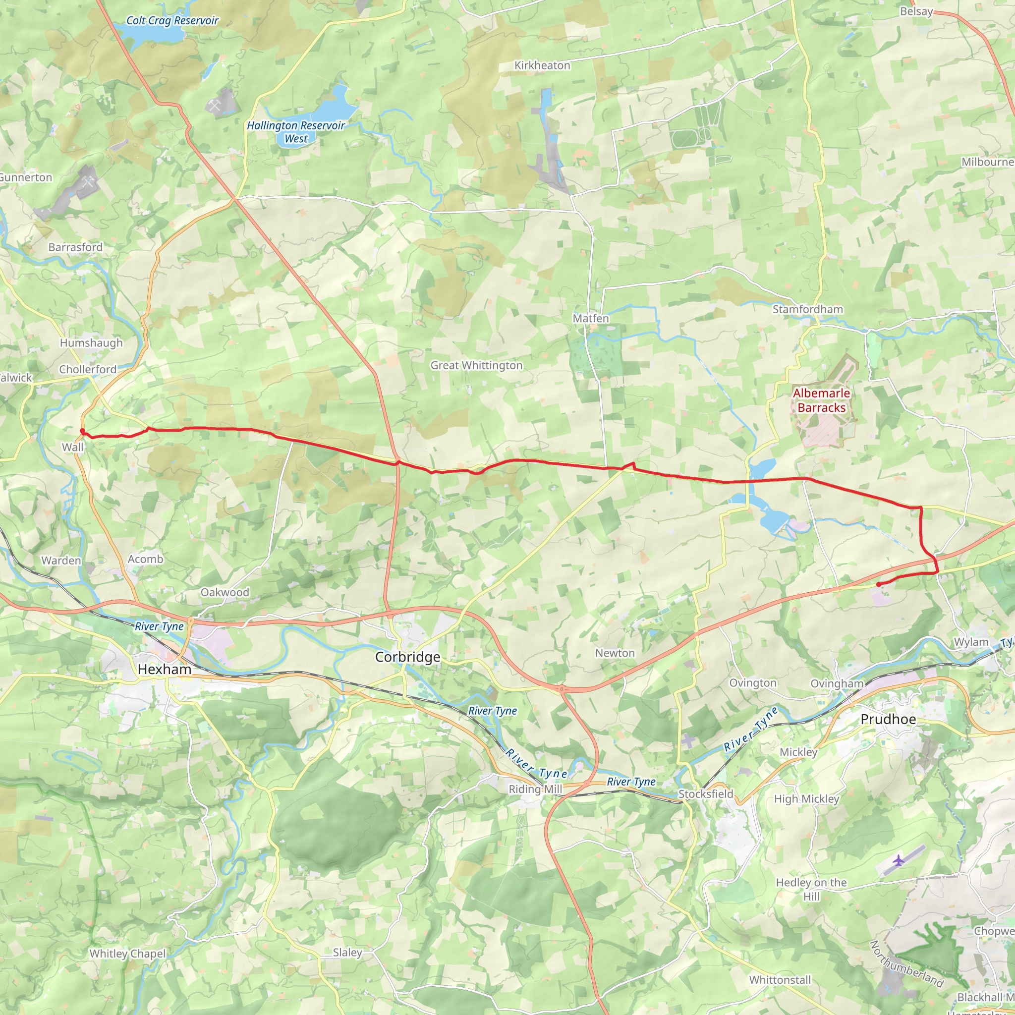 Wall to Horsley Walk mobile static map