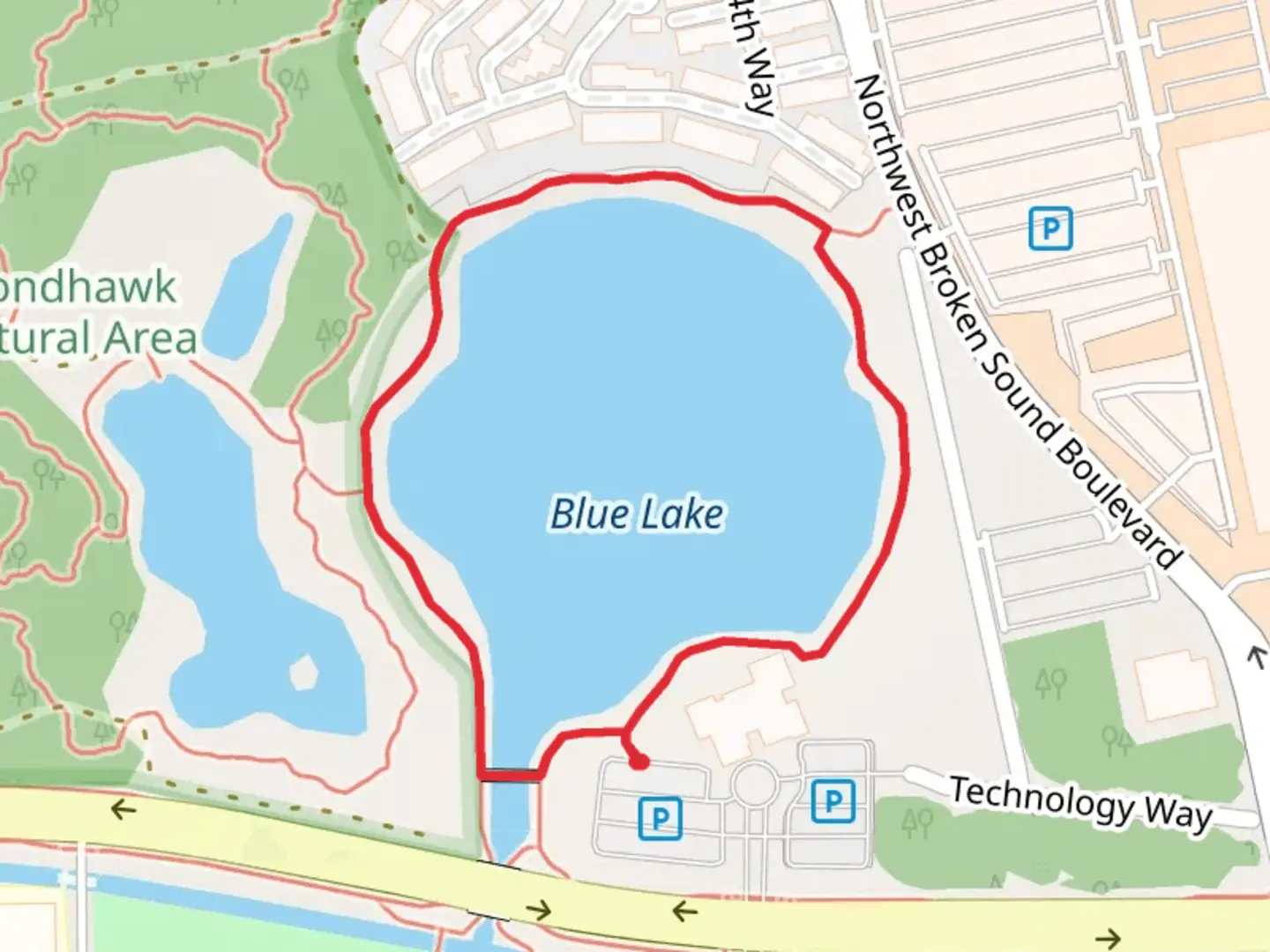 An image depicting the trail Blue Lake Loop and its surrounding area.