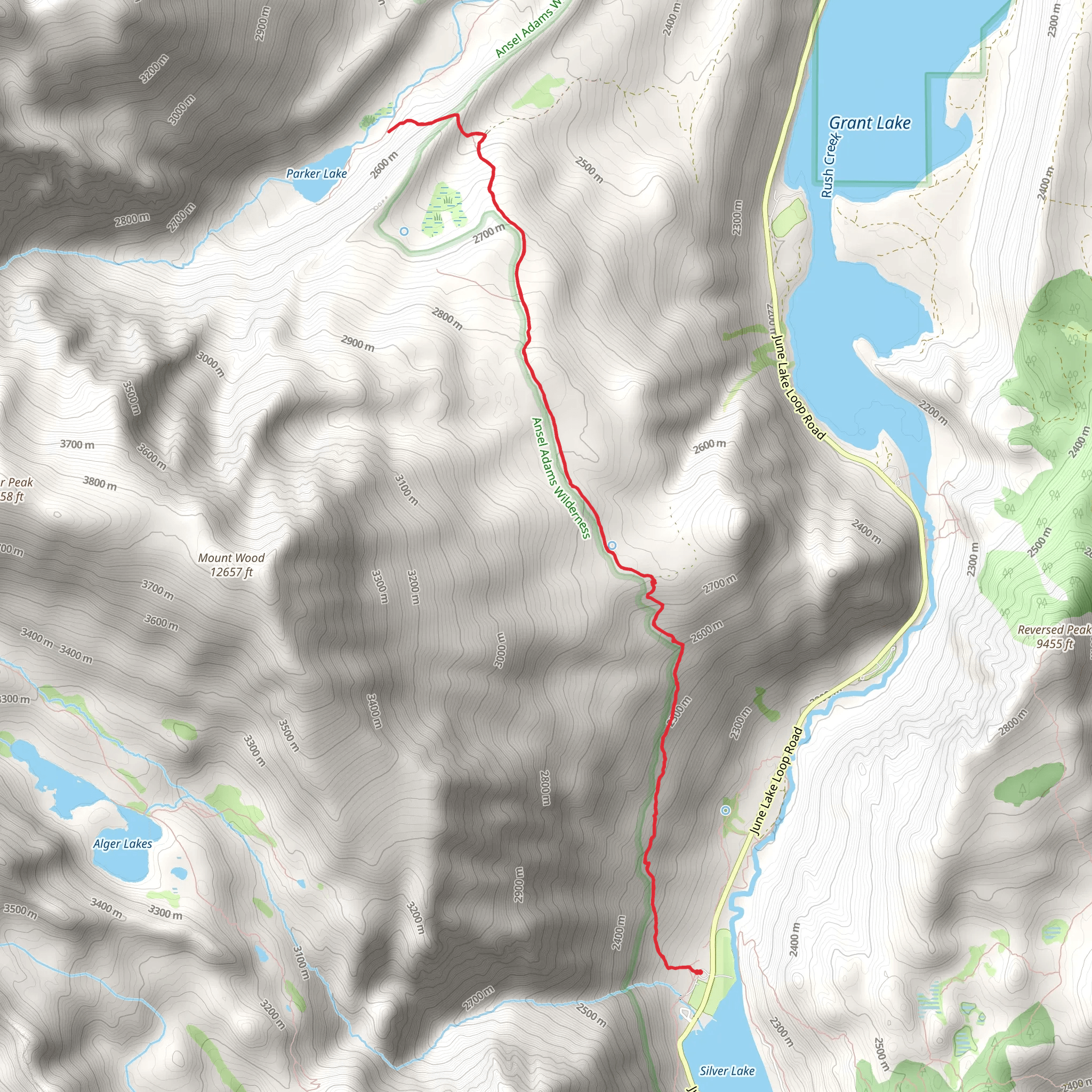 Parker Lake Bench Trail mobile static map