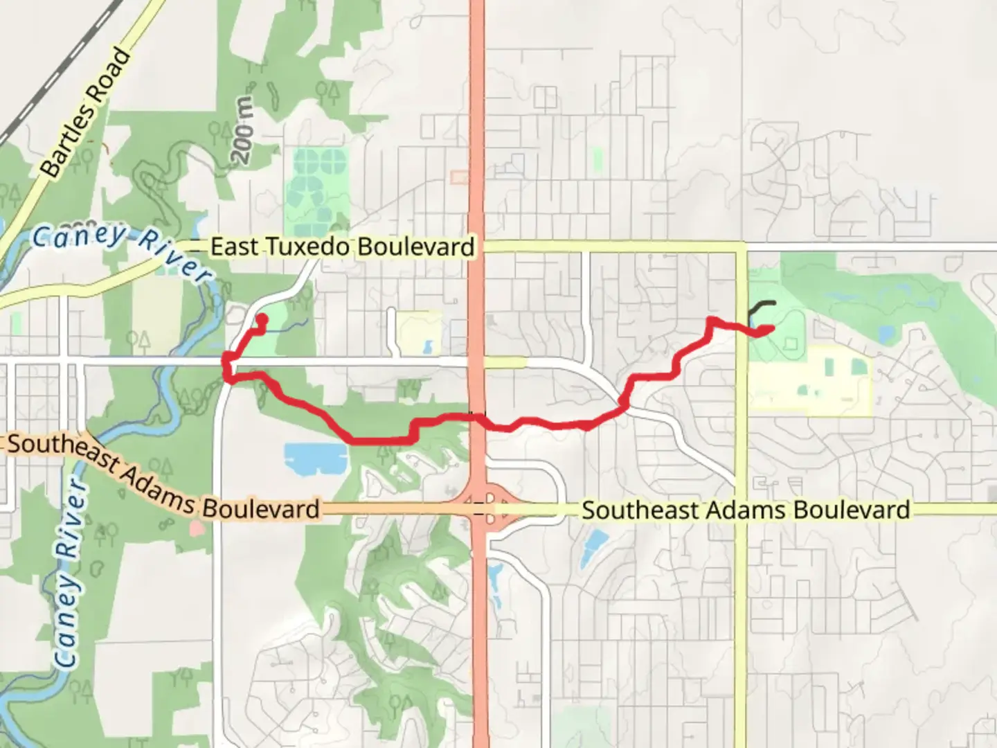 An image depicting the trail Pathfinder Parkway and its surrounding area.