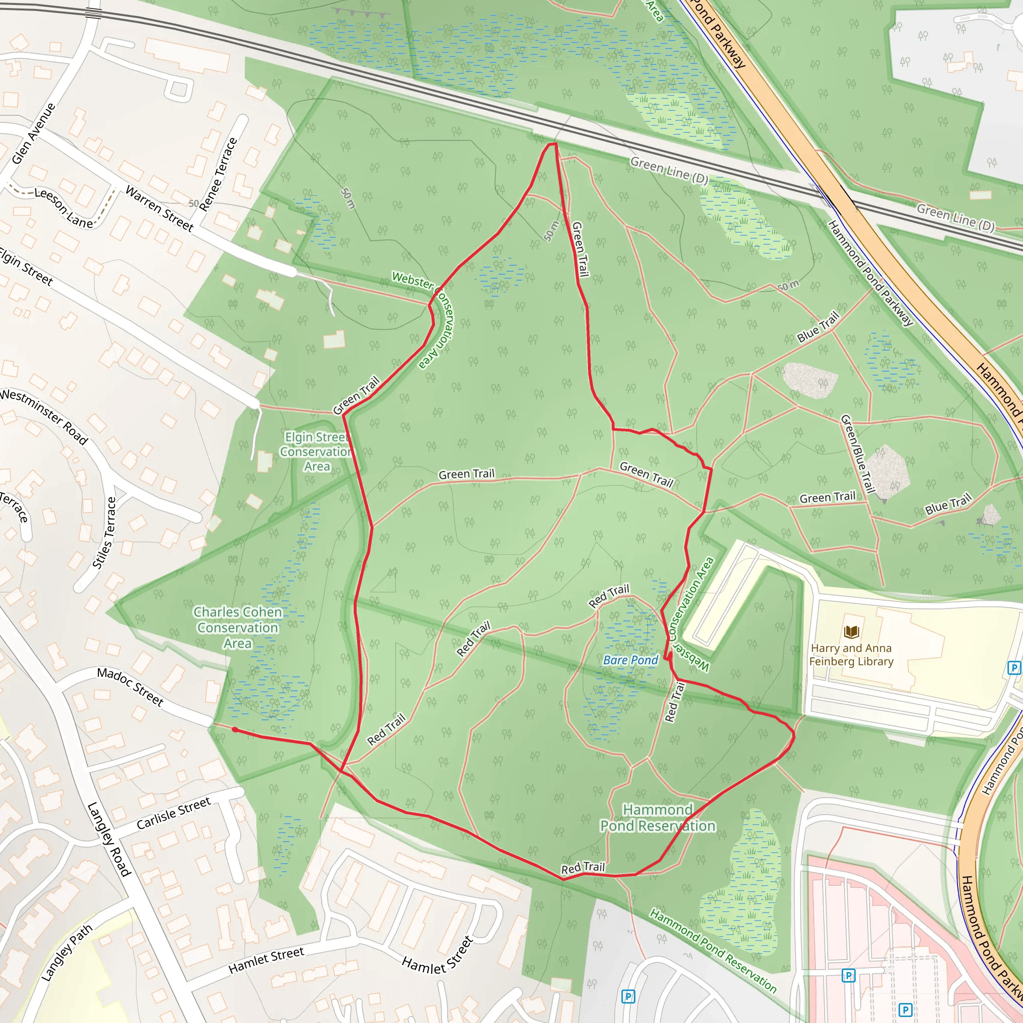Green - Red Loop Trail mobile static map