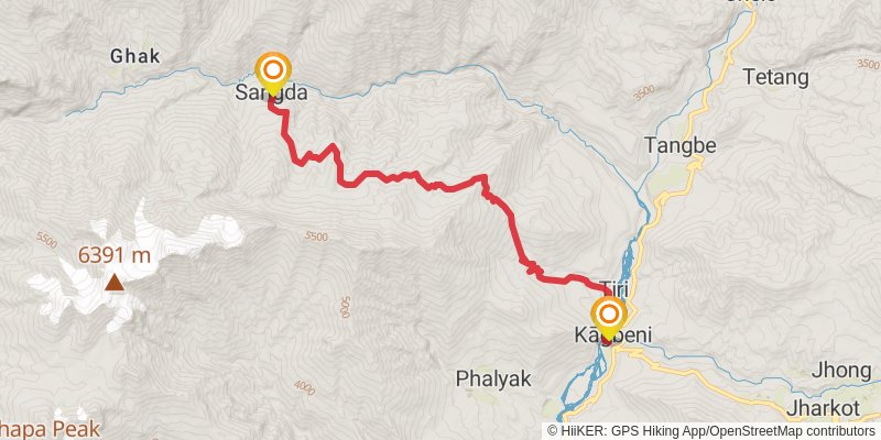Great Himalayan Trail stage 64 Map