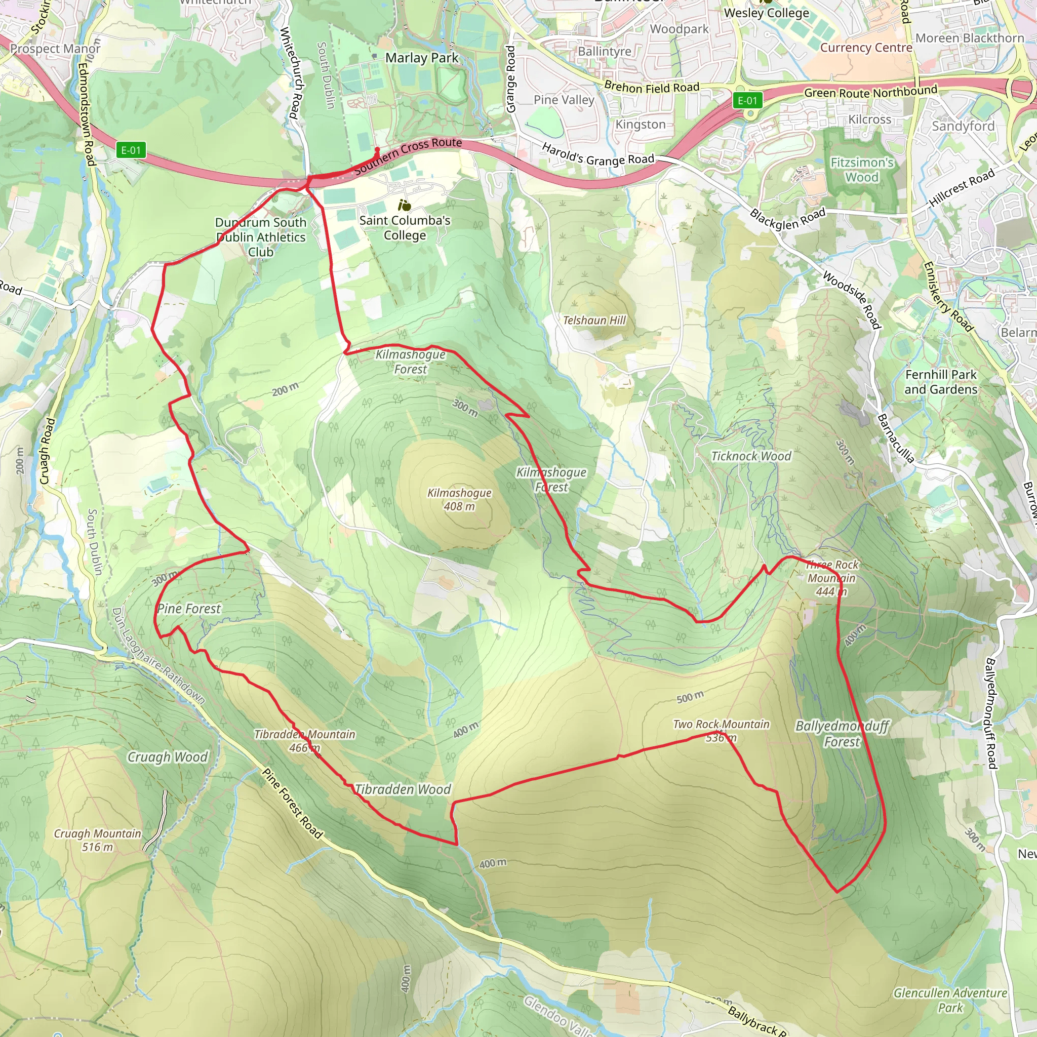 Dublin Mountains Loop Trail mobile static map