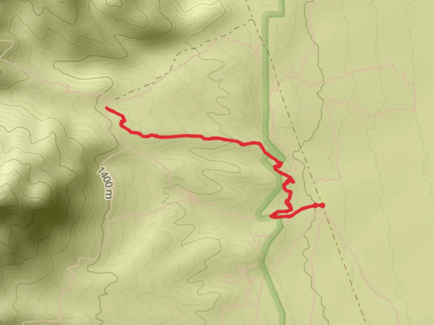 An image depicting the trail Coyote Ugly Out and Back and its surrounding area.