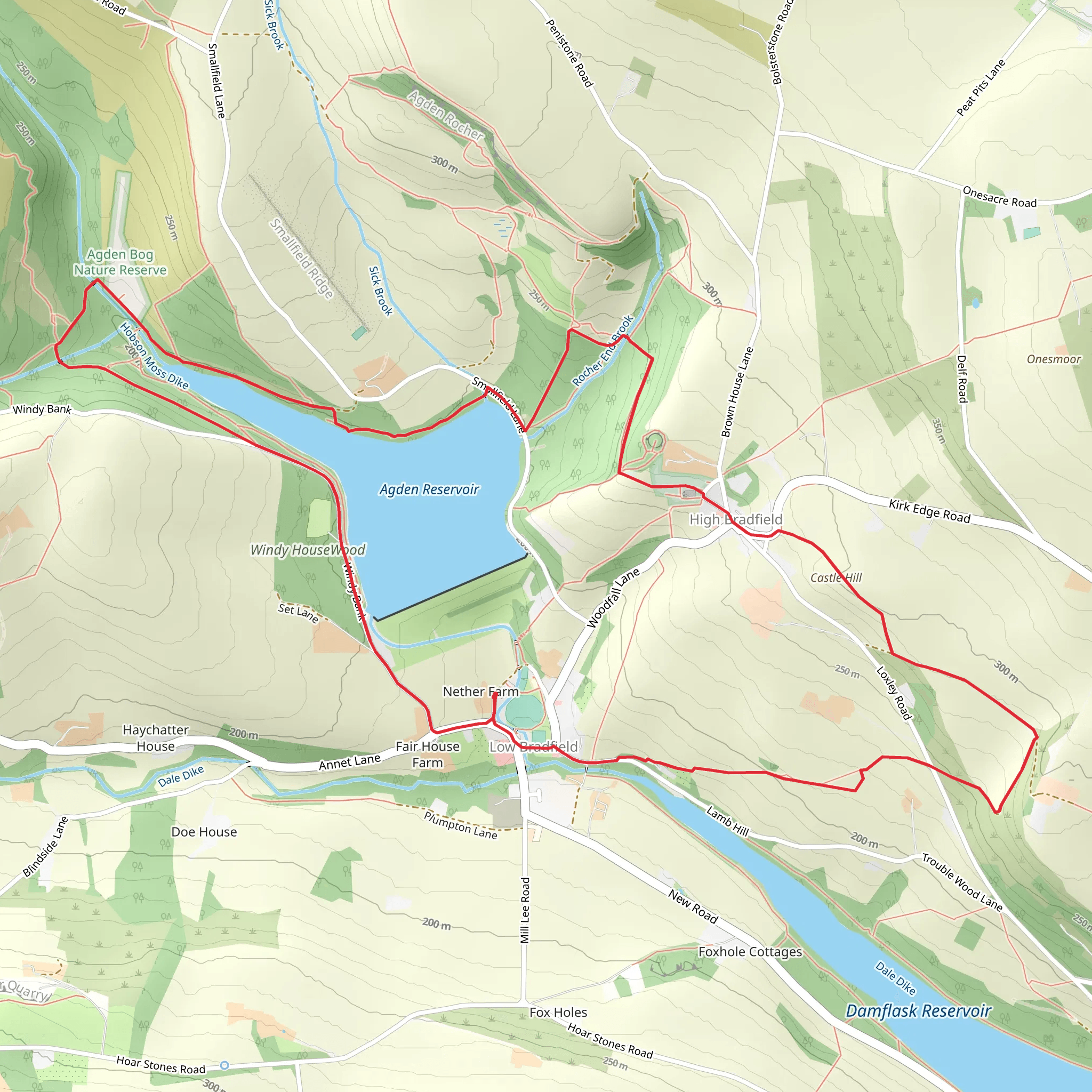 Agden Reservoir Circular mobile static map