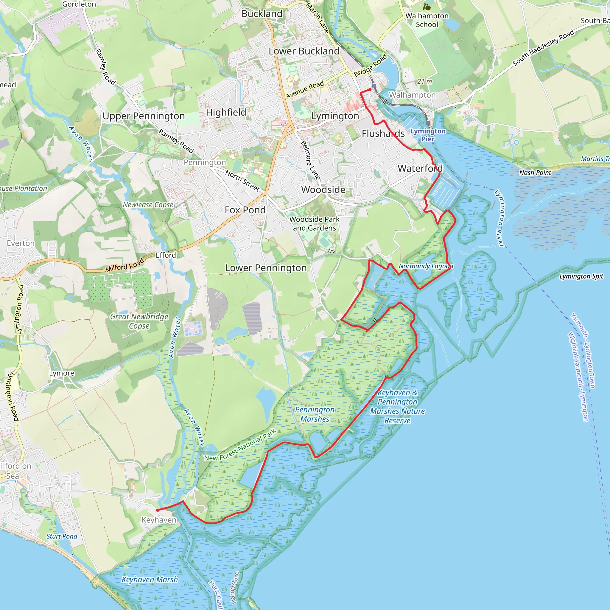 Keyhaven Marshes mobile static map