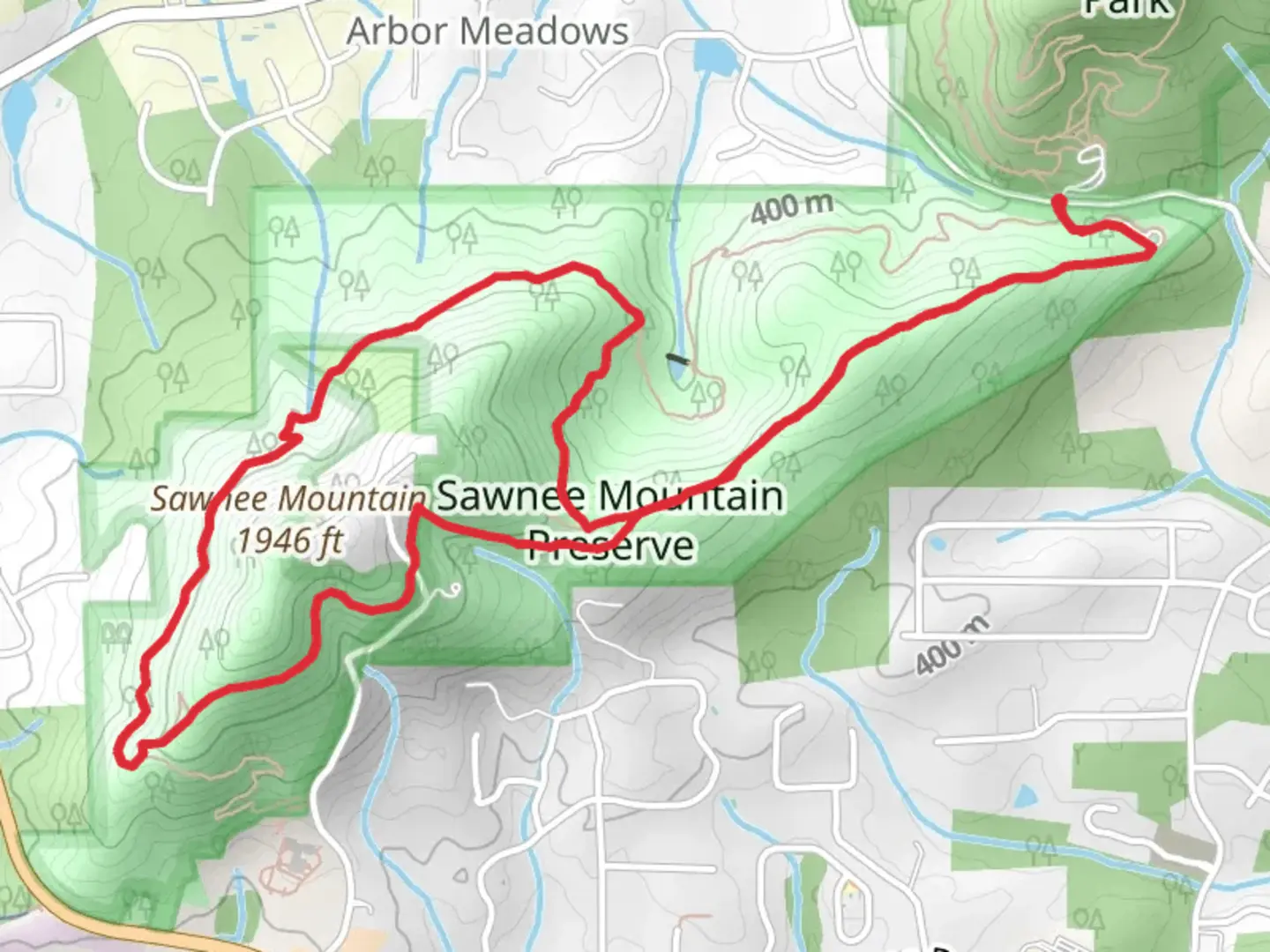 An image depicting the trail Ridgeline and Mountainside Loop Trail and its surrounding area.