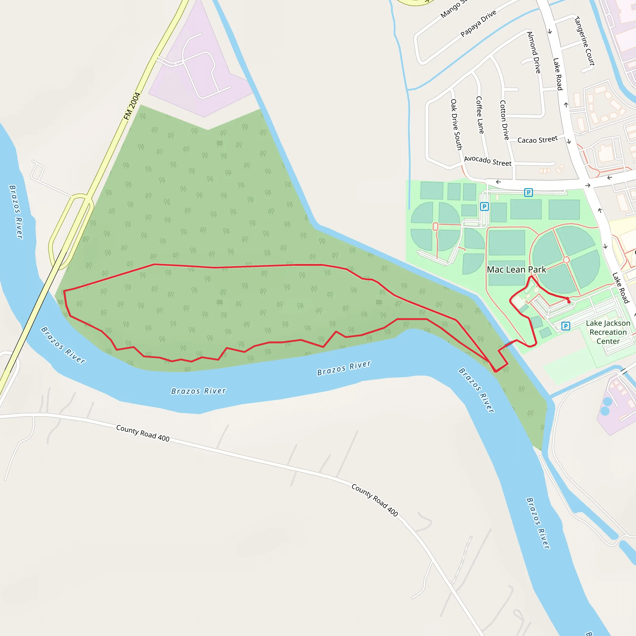 Loop alongside Brazos River mobile static map