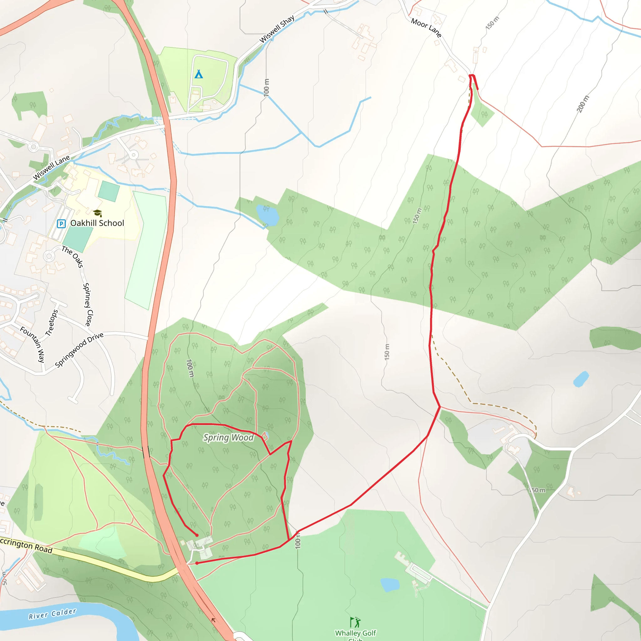 Spring Wood Whalley Loop mobile static map