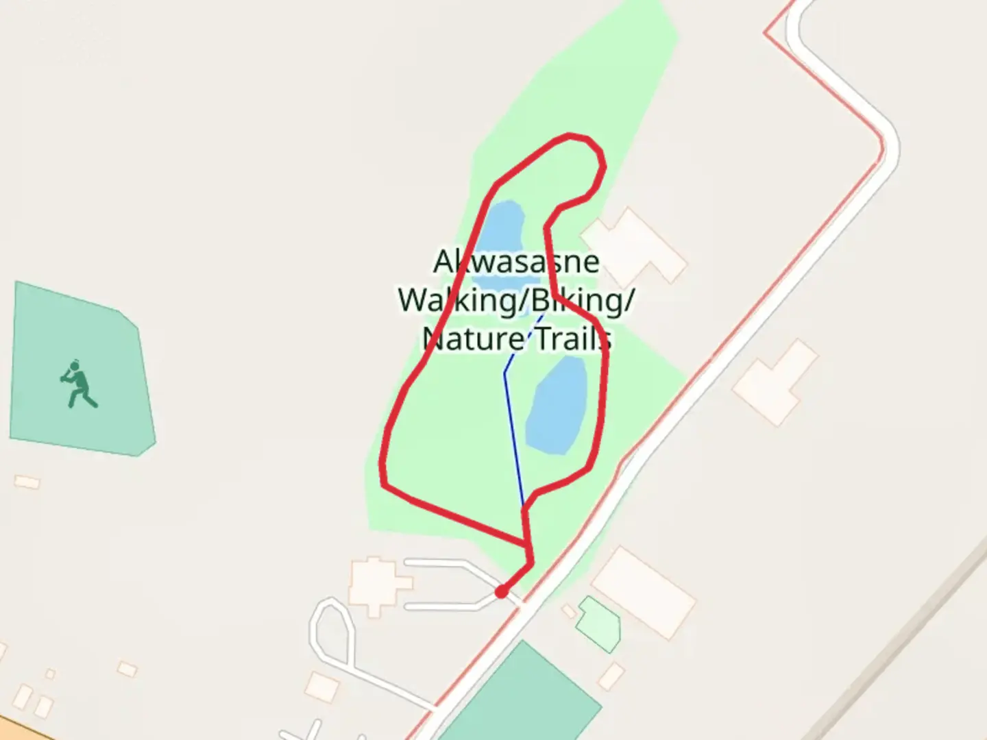 An image depicting the trail Akwasasne Nature Trail Loop and its surrounding area.