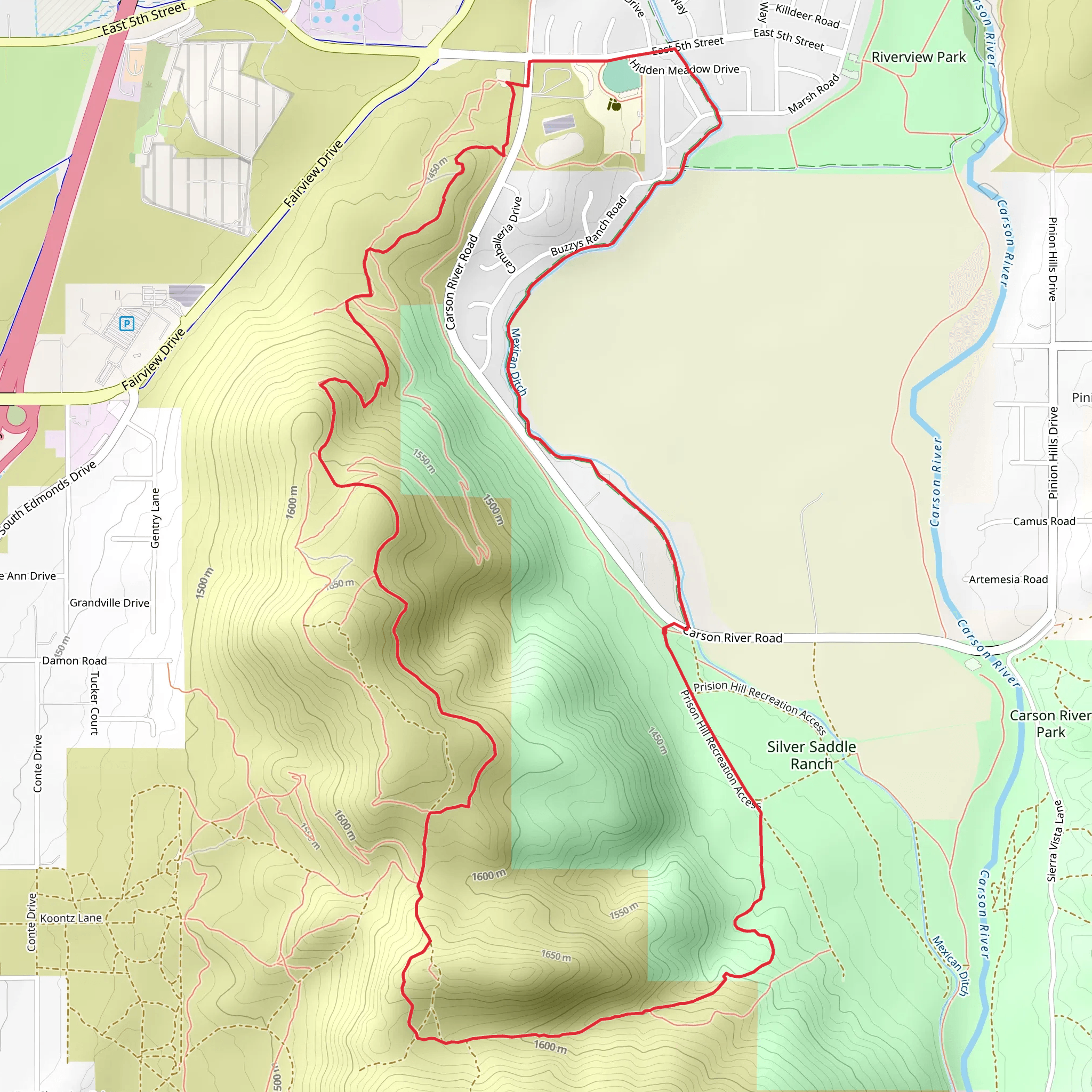 Prison Hill and Mexican Dam Trail Loop mobile static map