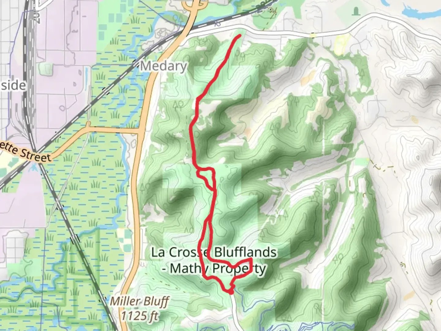 An image depicting the trail La Crosse Blufflands Loop and its surrounding area.