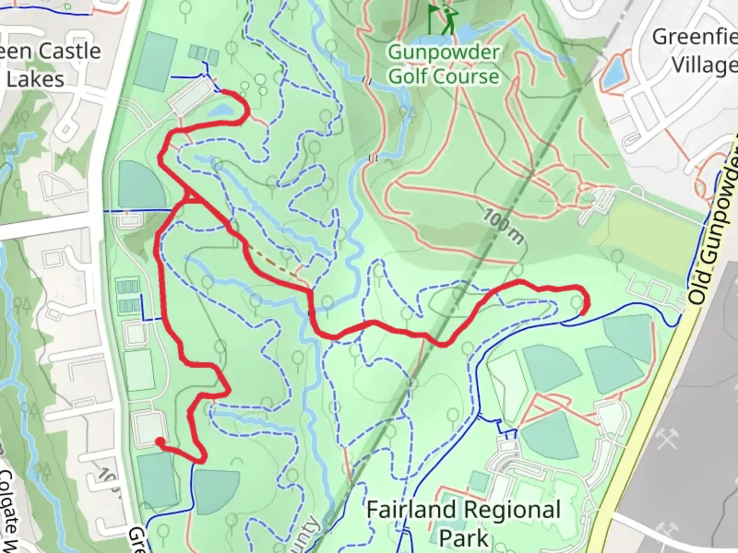 An image depicting the trail Greencastle and Little Paint Branch Trail and its surrounding area.