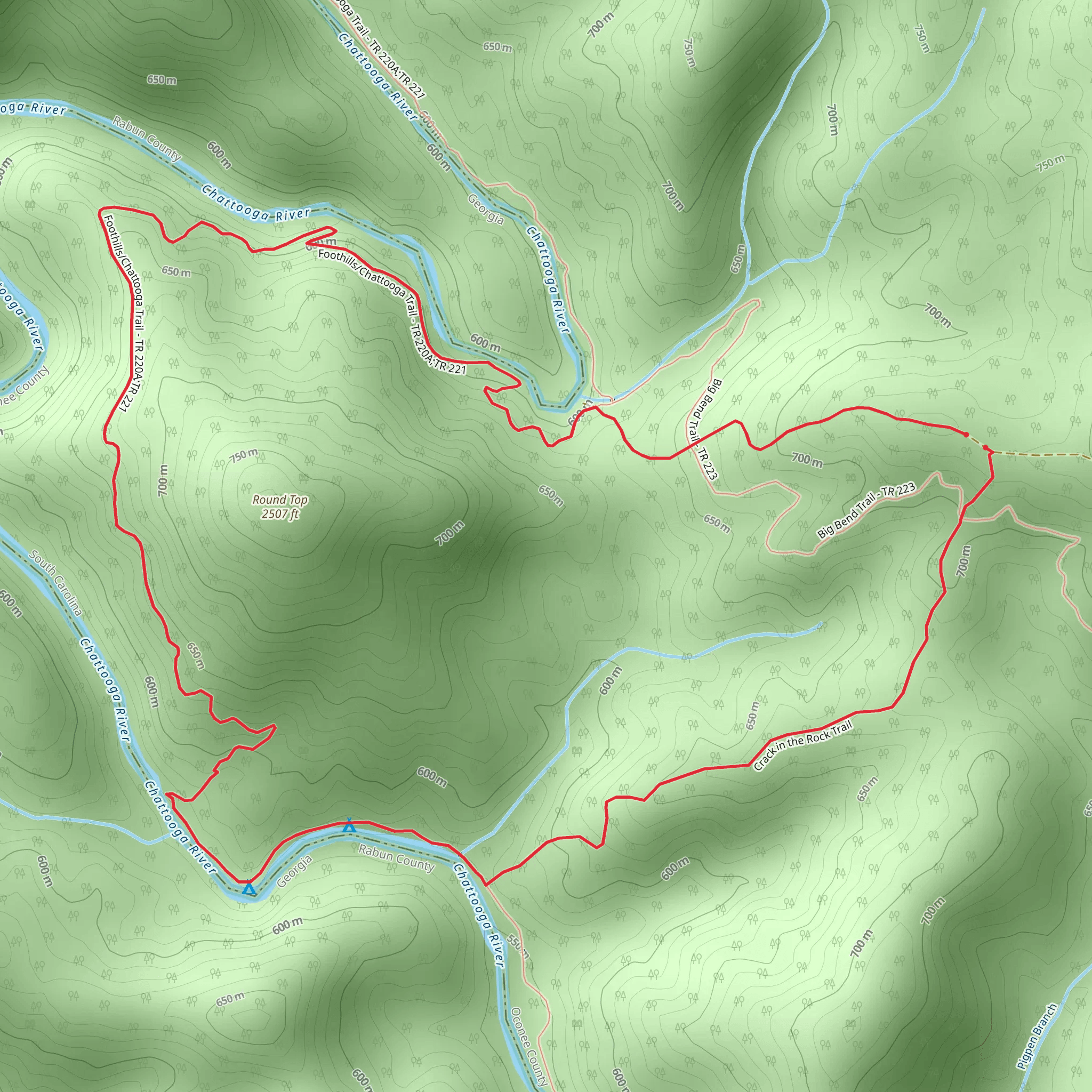 Crack in the Rock and Foothills Trail mobile static map