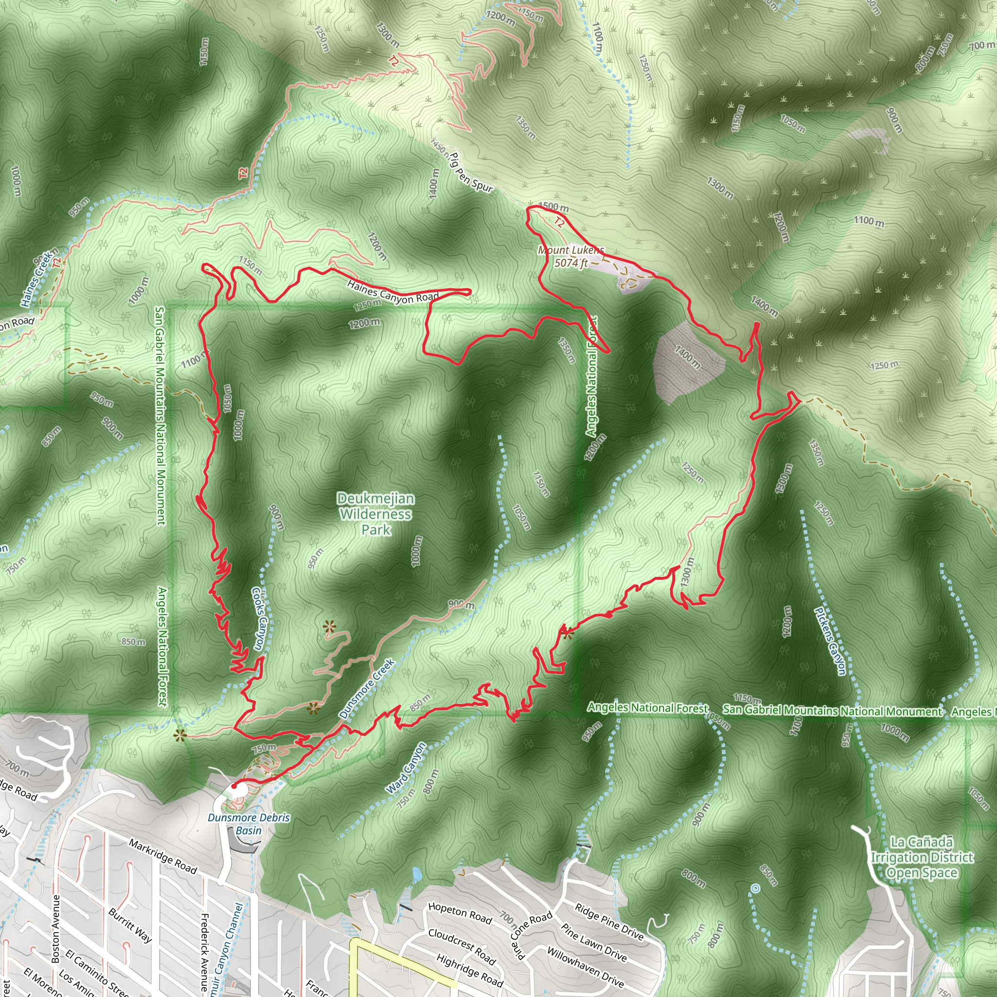 Mt Lukens - Rim of the Valley - Crescenta View Loop Trail mobile static map
