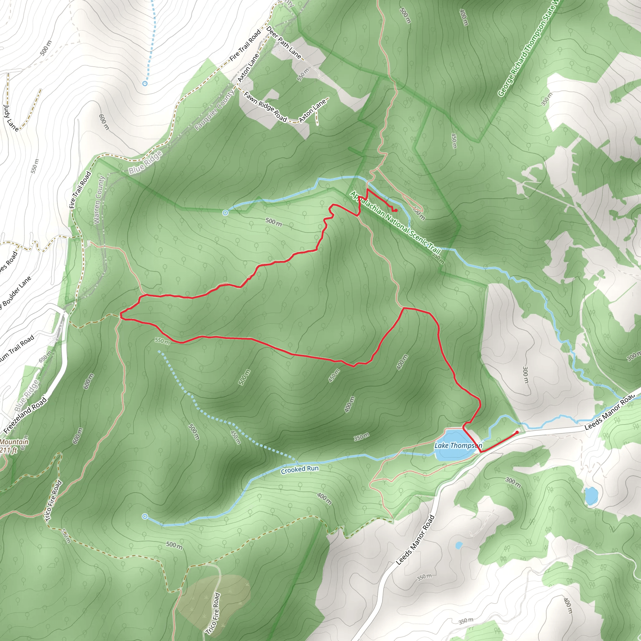 Lake Thompson and Appalachian Trail mobile static map