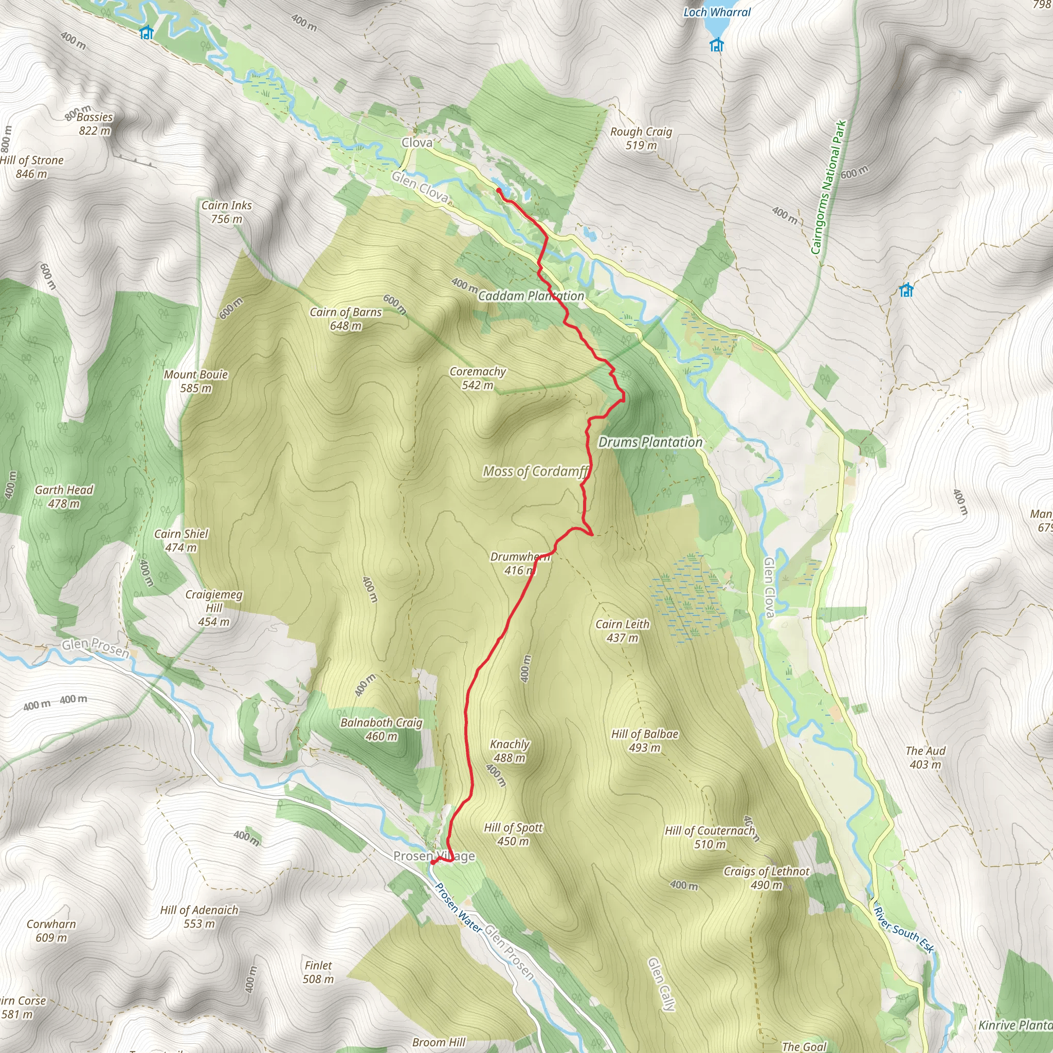 Glen Clova Path - Minister's Path mobile static map