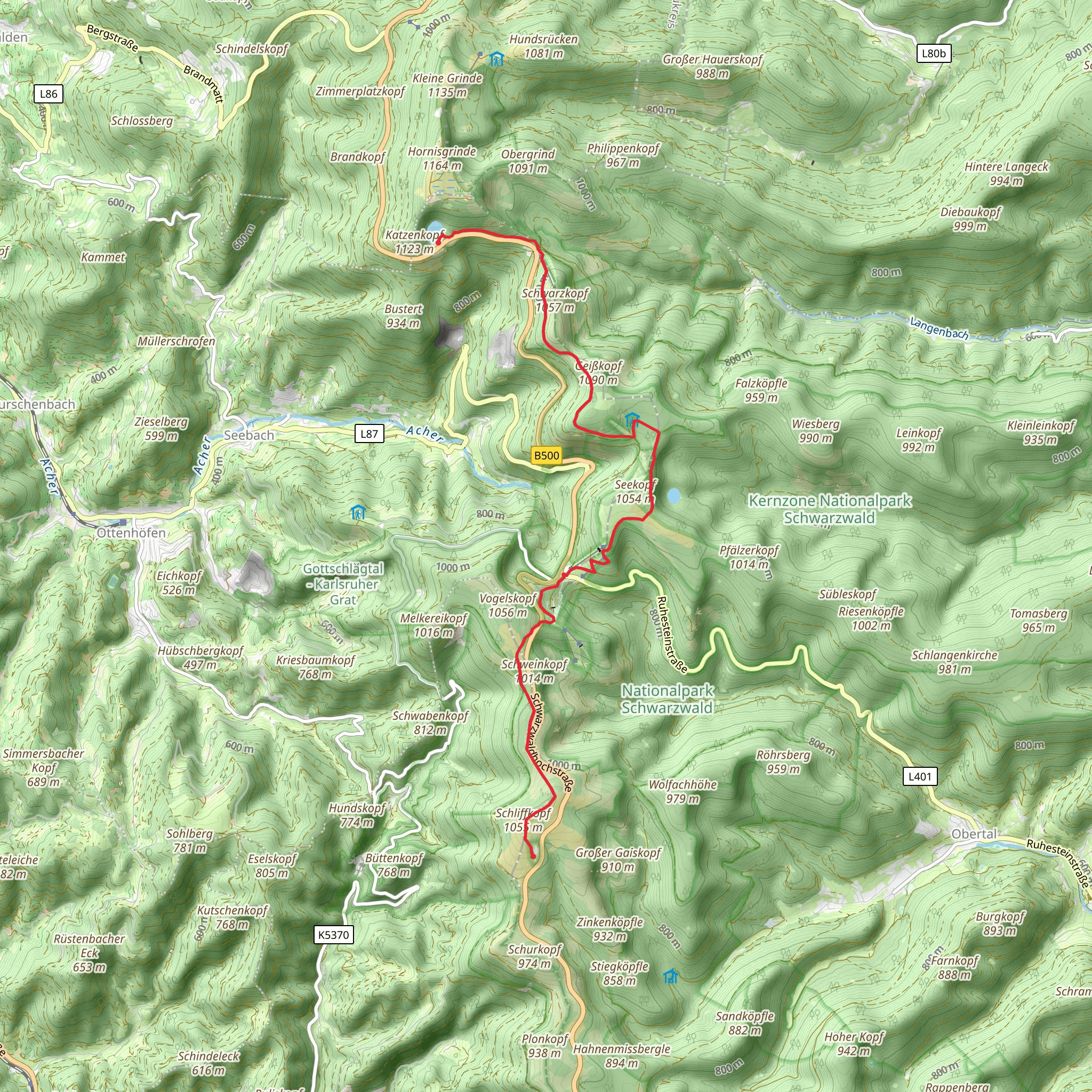Schliffkopf to Mummelsee Scenic Walk via Wildseeblick mobile static map