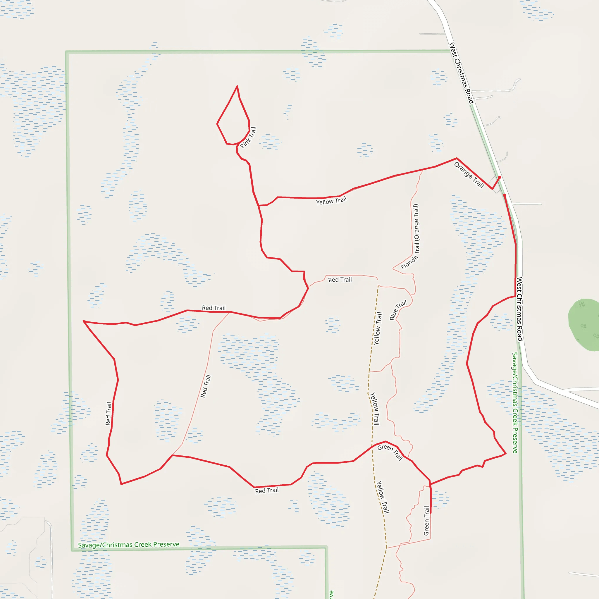 Red Trail, Green and Yellow Trail Loop mobile static map