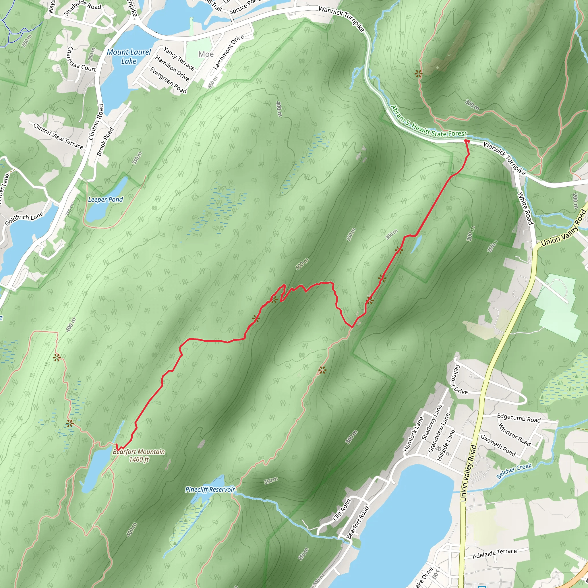 Bearfort Mountain via Terrace Pond North mobile static map