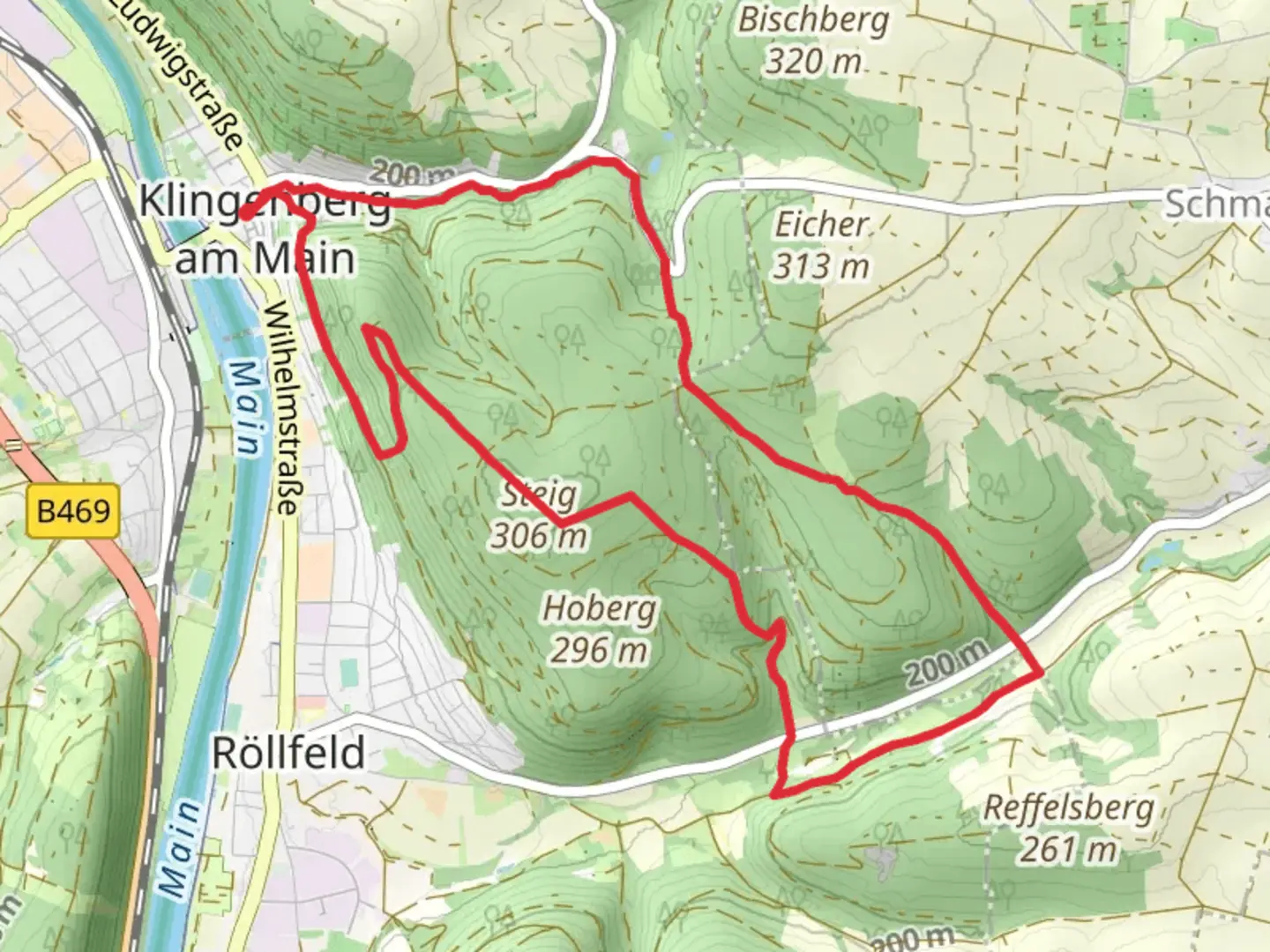 An image depicting the trail Clingenburg, Steig, Paradeis Muhle and Hinterer Wald Loop and its surrounding area.
