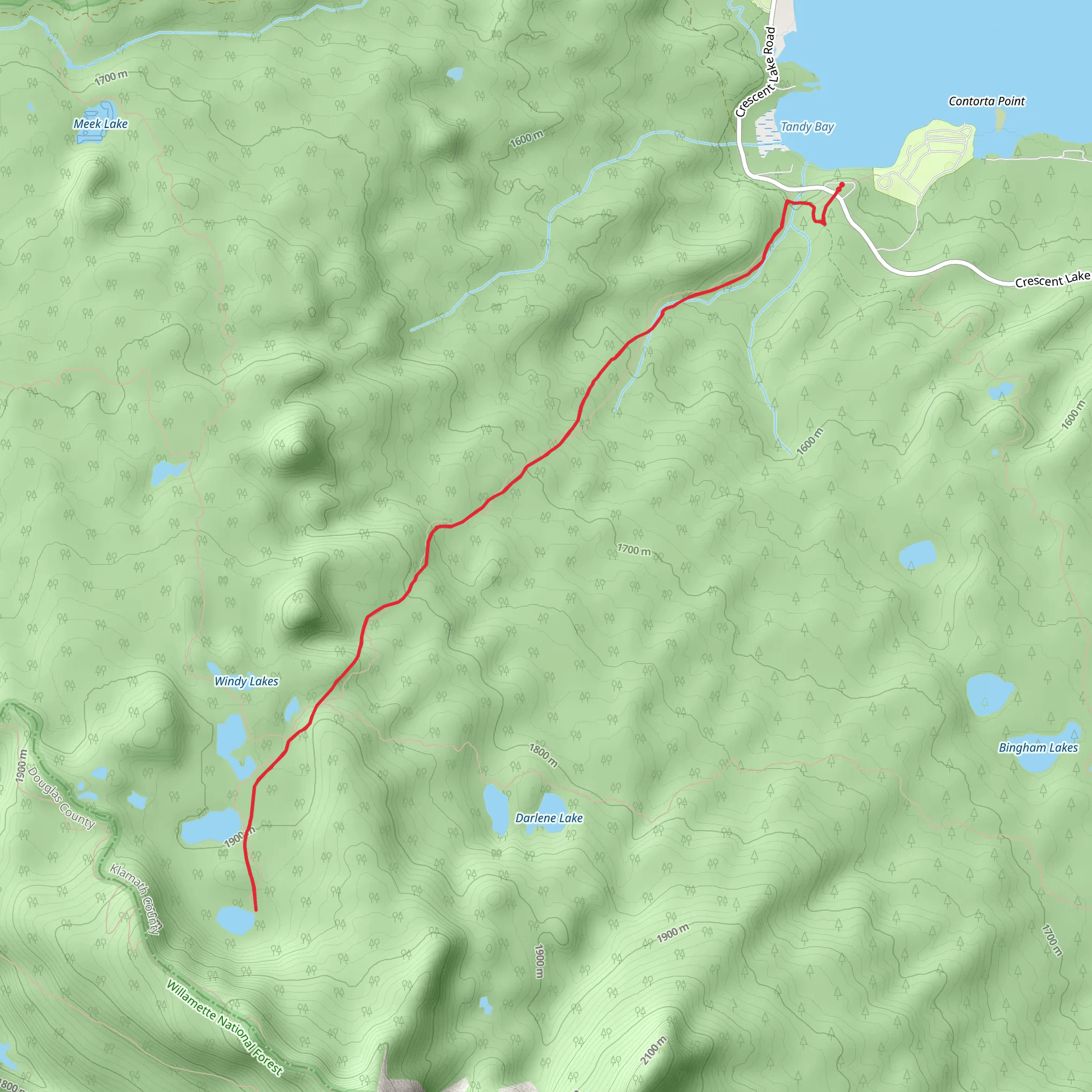 Windy Lakes Trail mobile static map