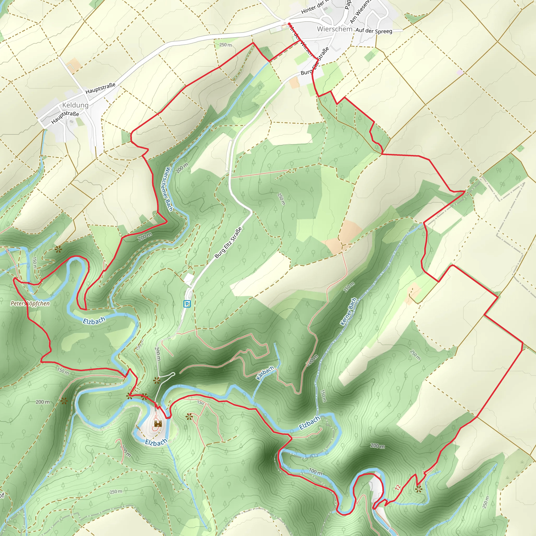 Petersköpfchen and Truzeltz Castle via Eltzer Burgpanorama and Moselsteig mobile static map