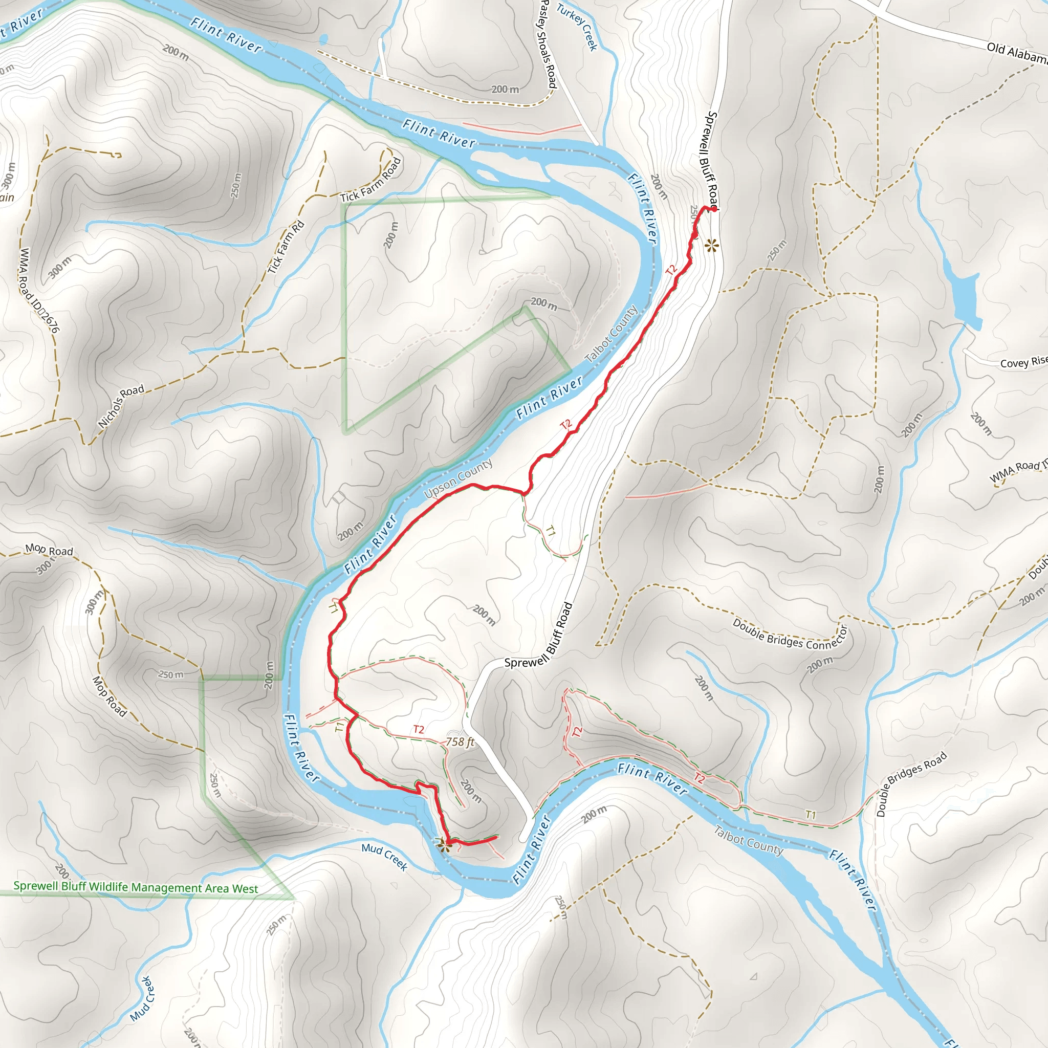 Upper River and Ribbon Trail mobile static map