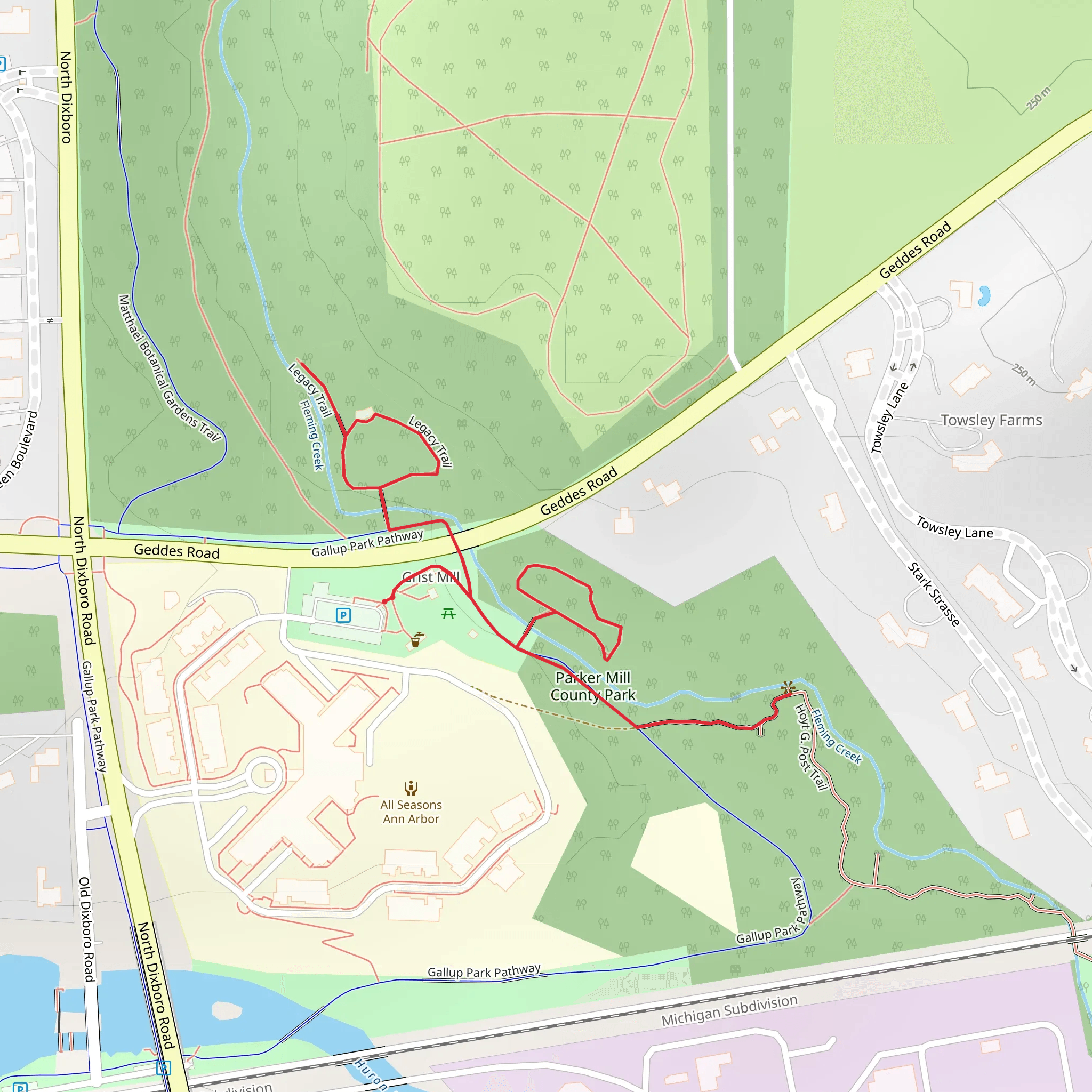 Gallup Park Pathway mobile static map
