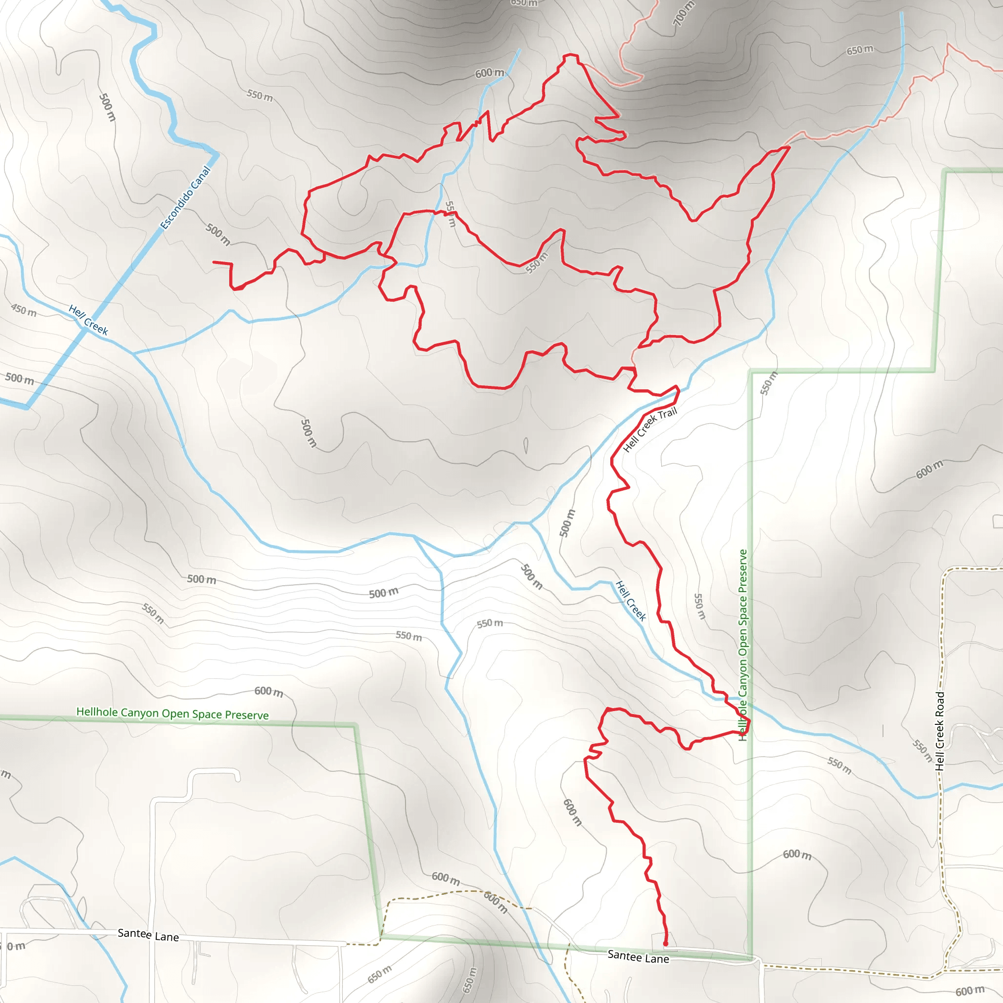Canyon View Trail via Hell Creek Trail mobile static map