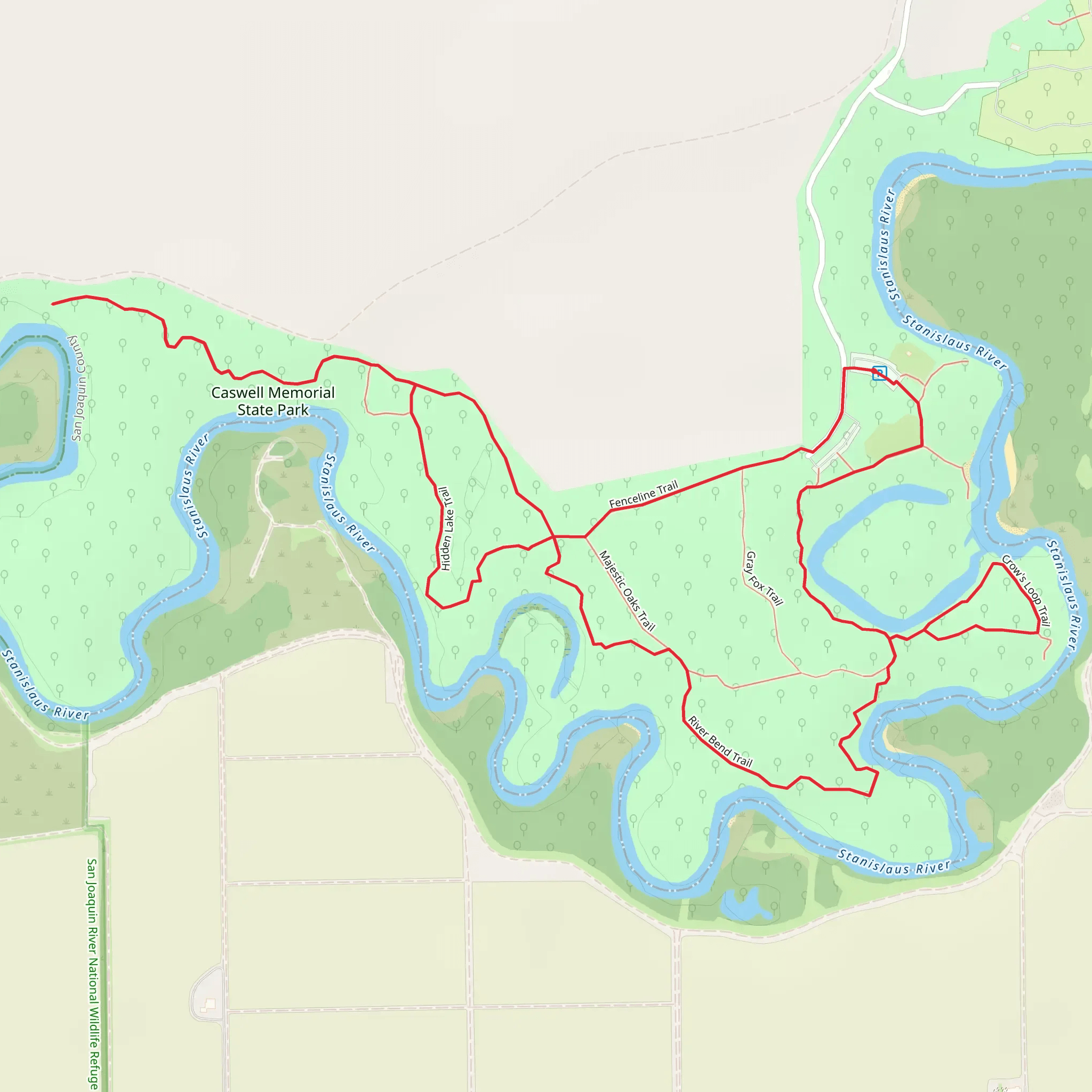 Loop along Stanislaus River mobile static map