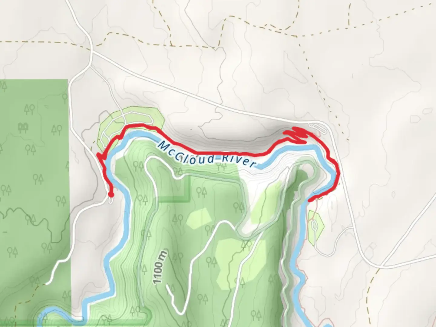 An image depicting the trail Fowlers Campground via McCloud River and its surrounding area.