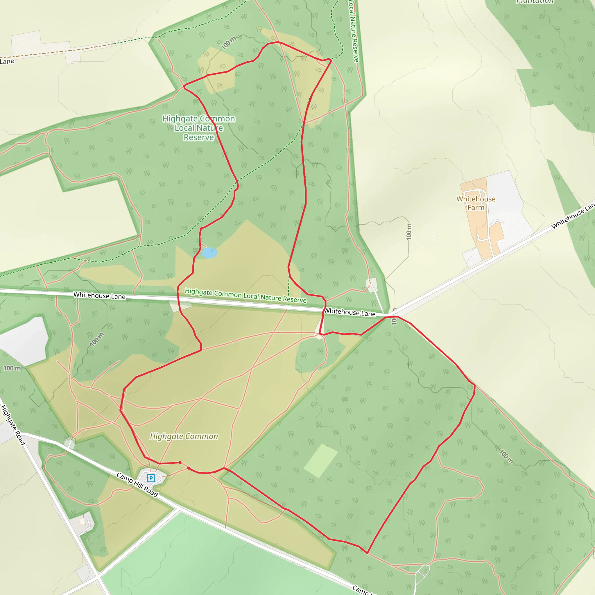 Highgate Common via Oil Beetle Trail mobile static map