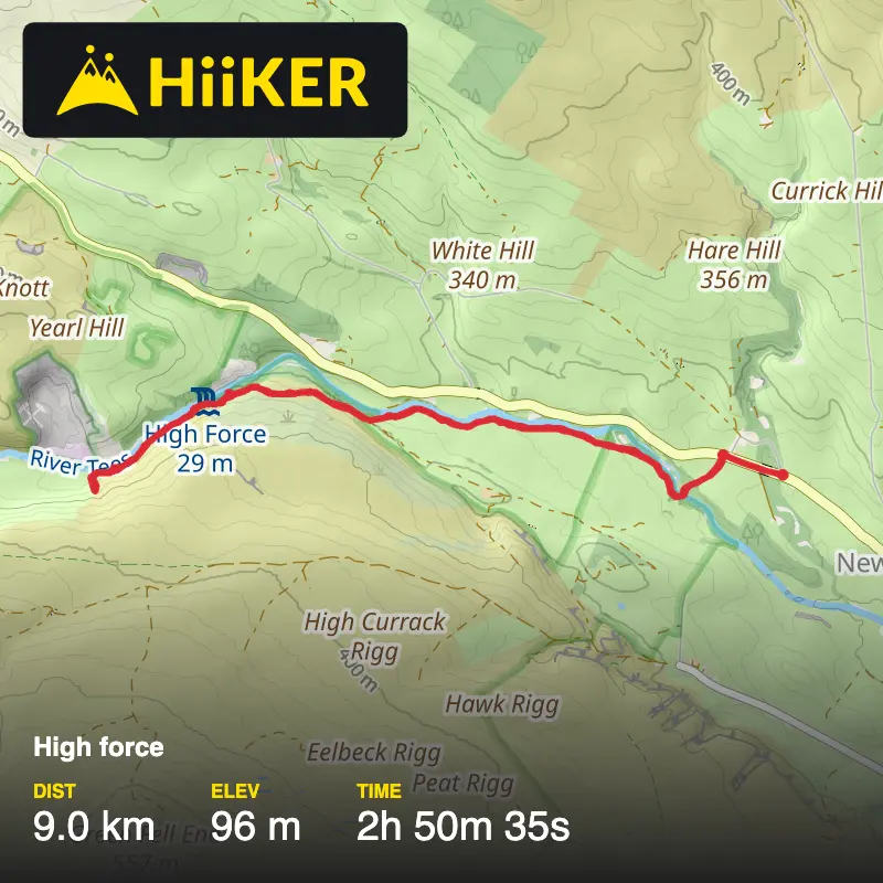 A map preview of the recording High force.