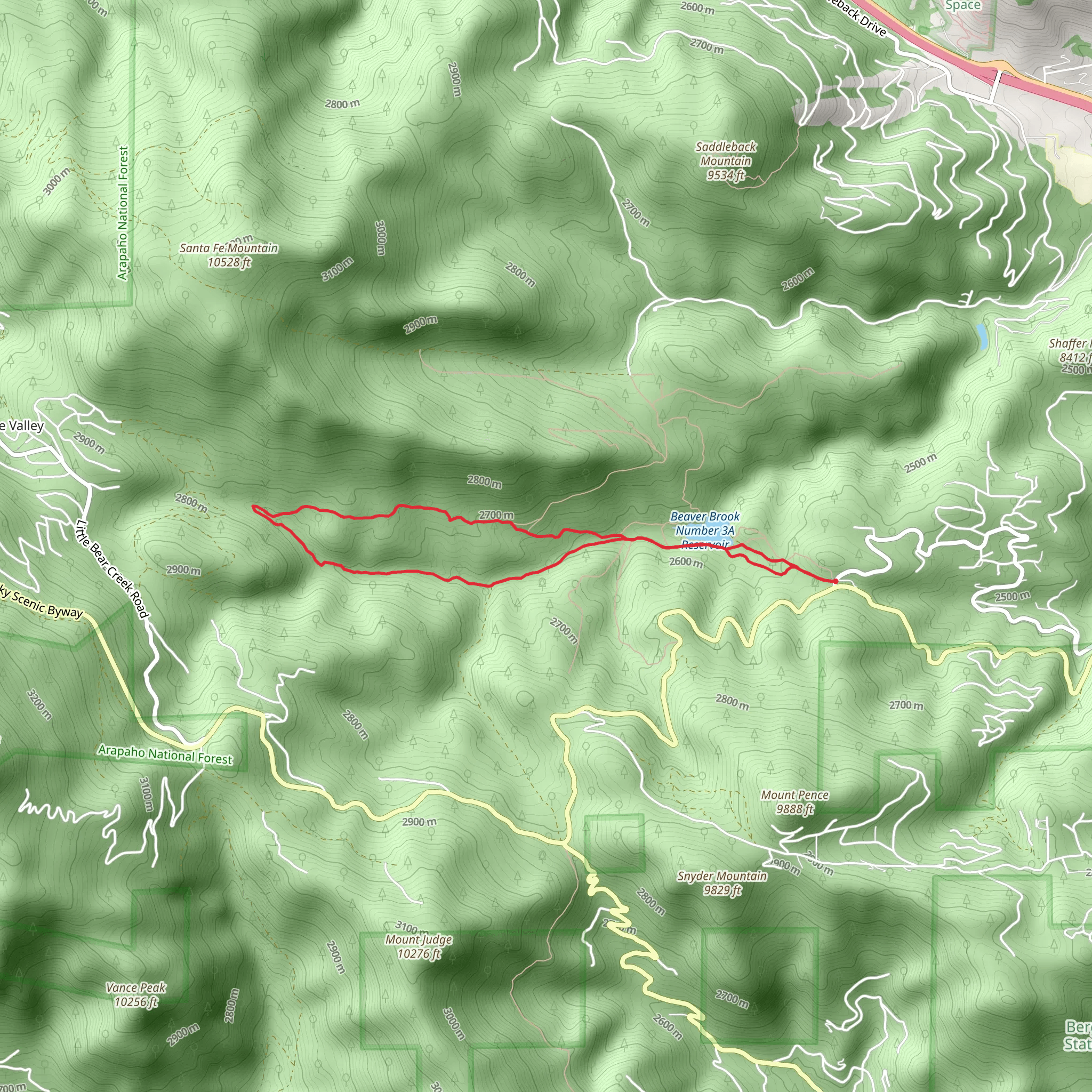 Beaver Brook Number 3A Reservoir from Old Squaw Pass Road mobile static map
