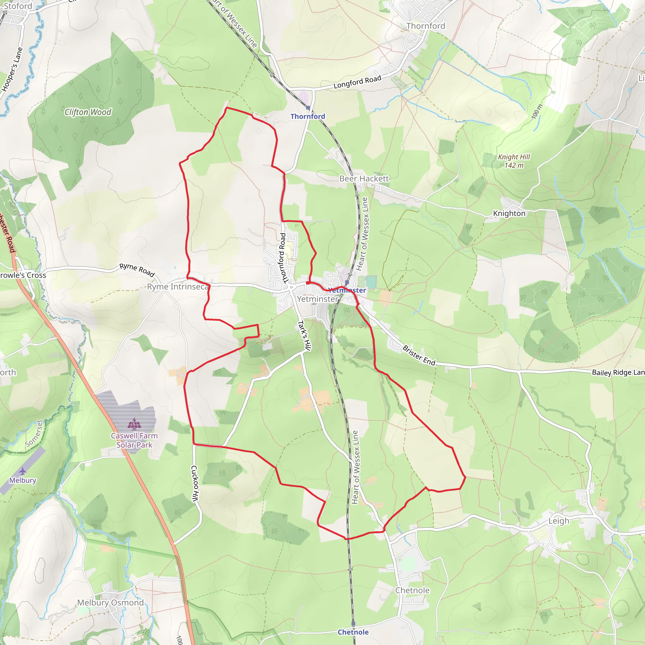 Yetminster Country Park Loop mobile static map