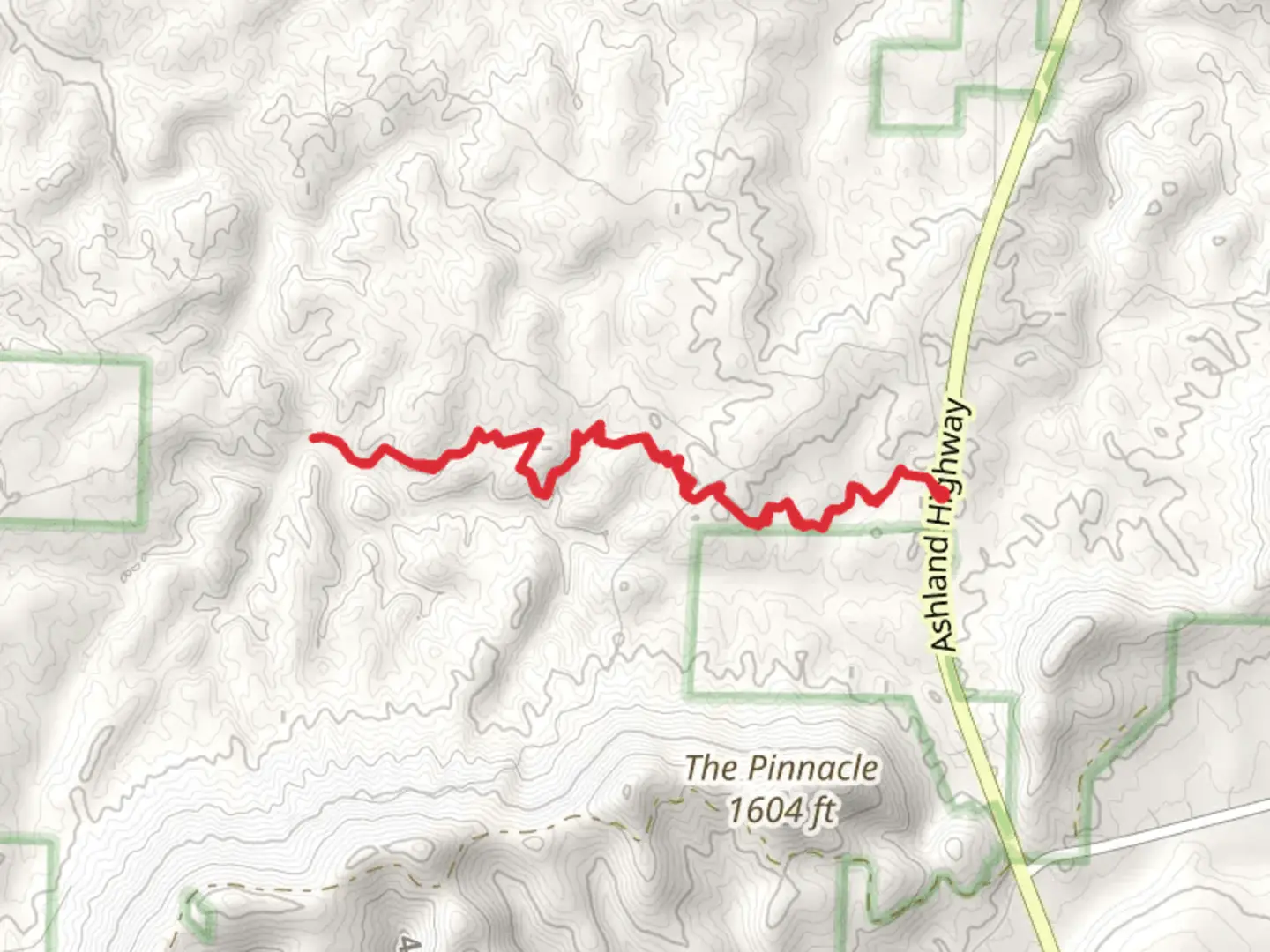 An image depicting the trail Pinhoti Trail from Ashland Highway and its surrounding area.