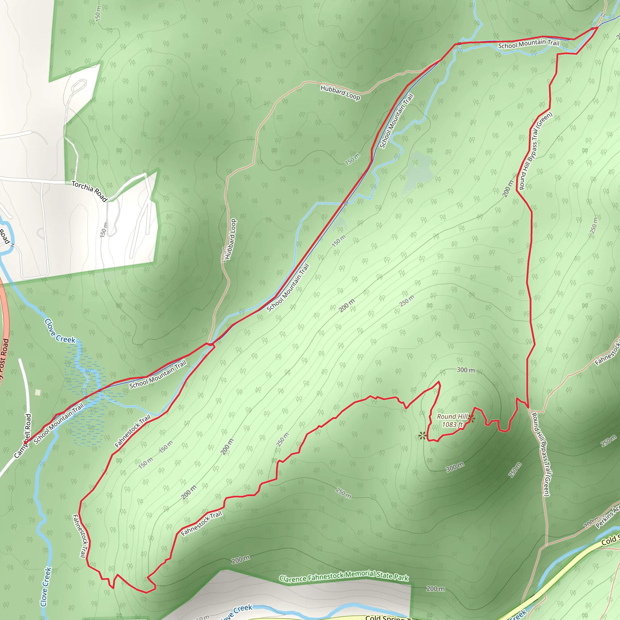 School Mountain Trail and Round Hill Loop Trail mobile static map