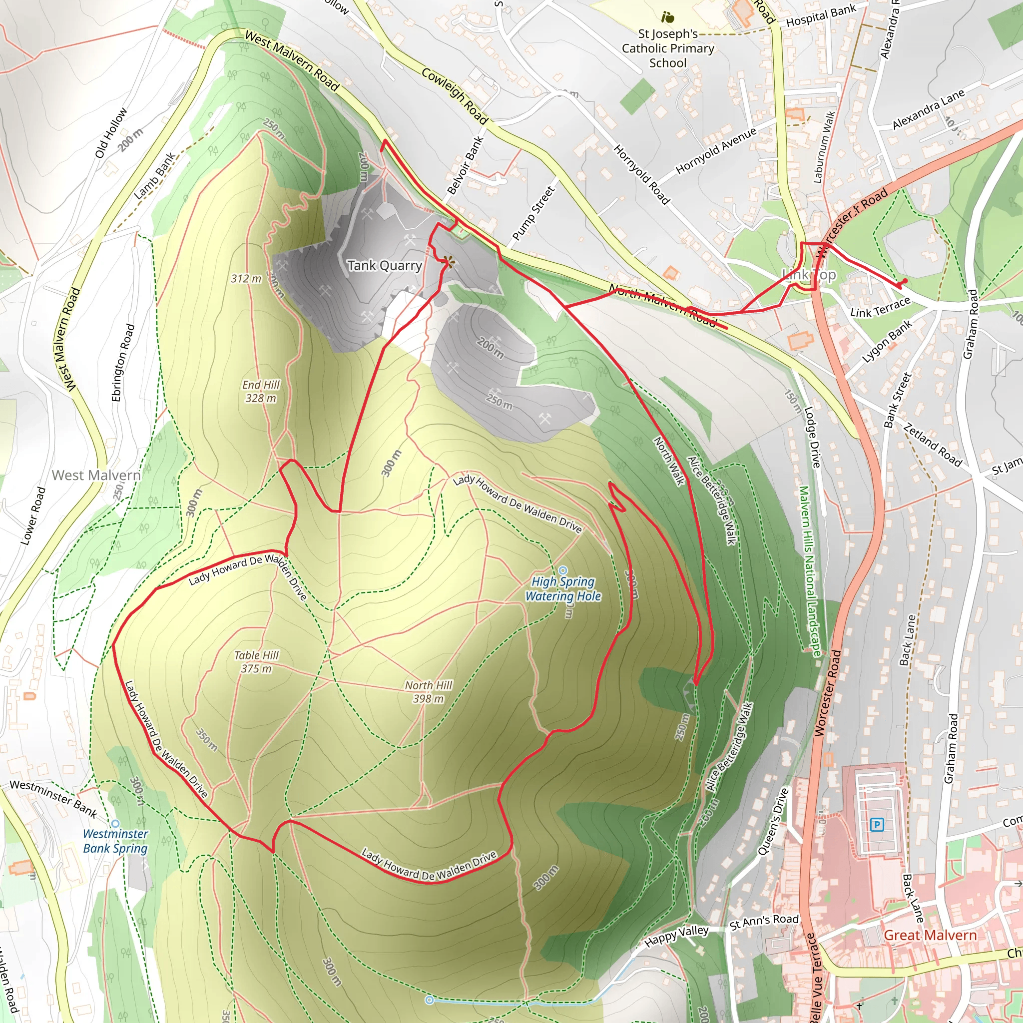 Table Hill and North Hill via N Way mobile static map