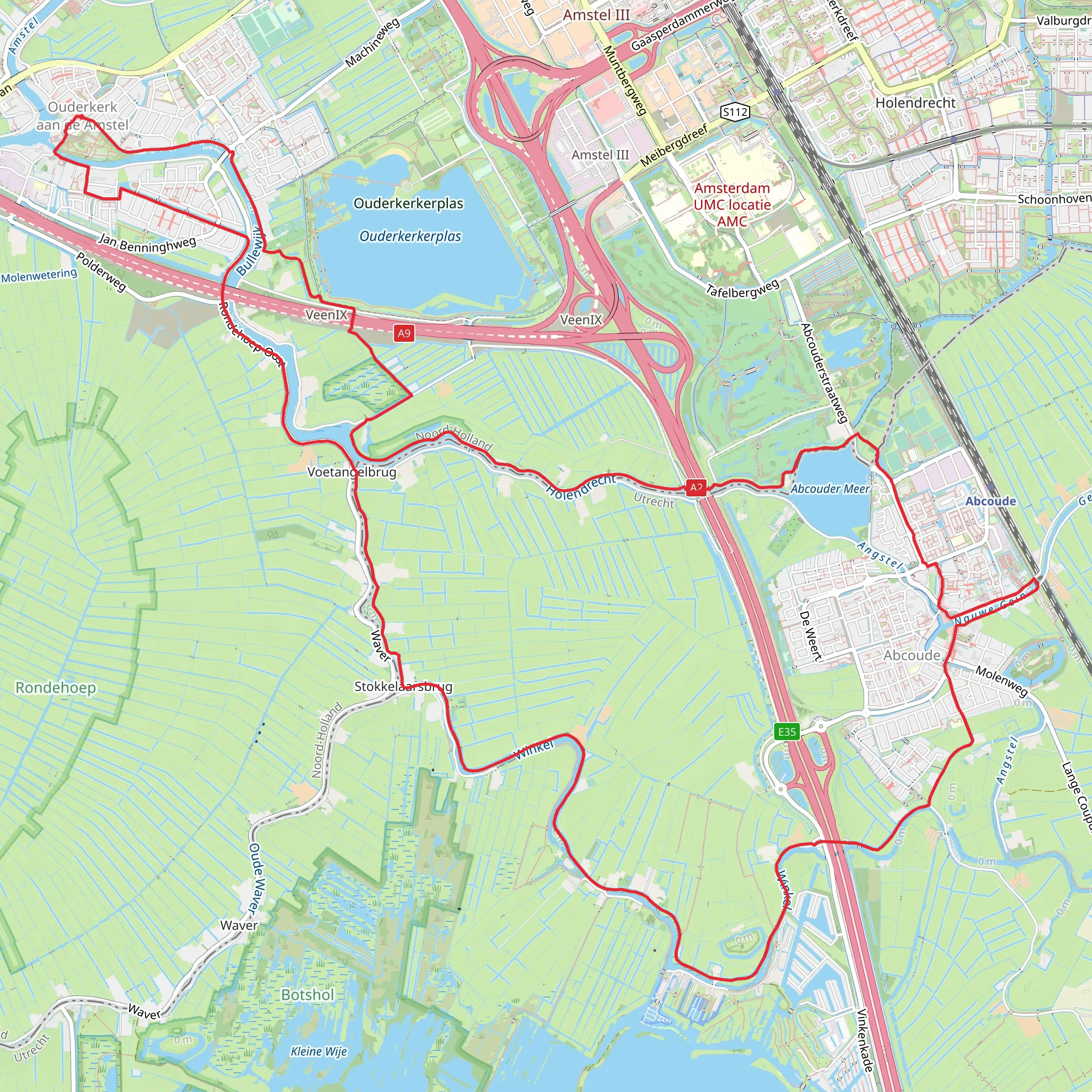 Abcouder Meer, Fort aan de Winkel and Voetangelbrug via Holendrechtroute mobile static map