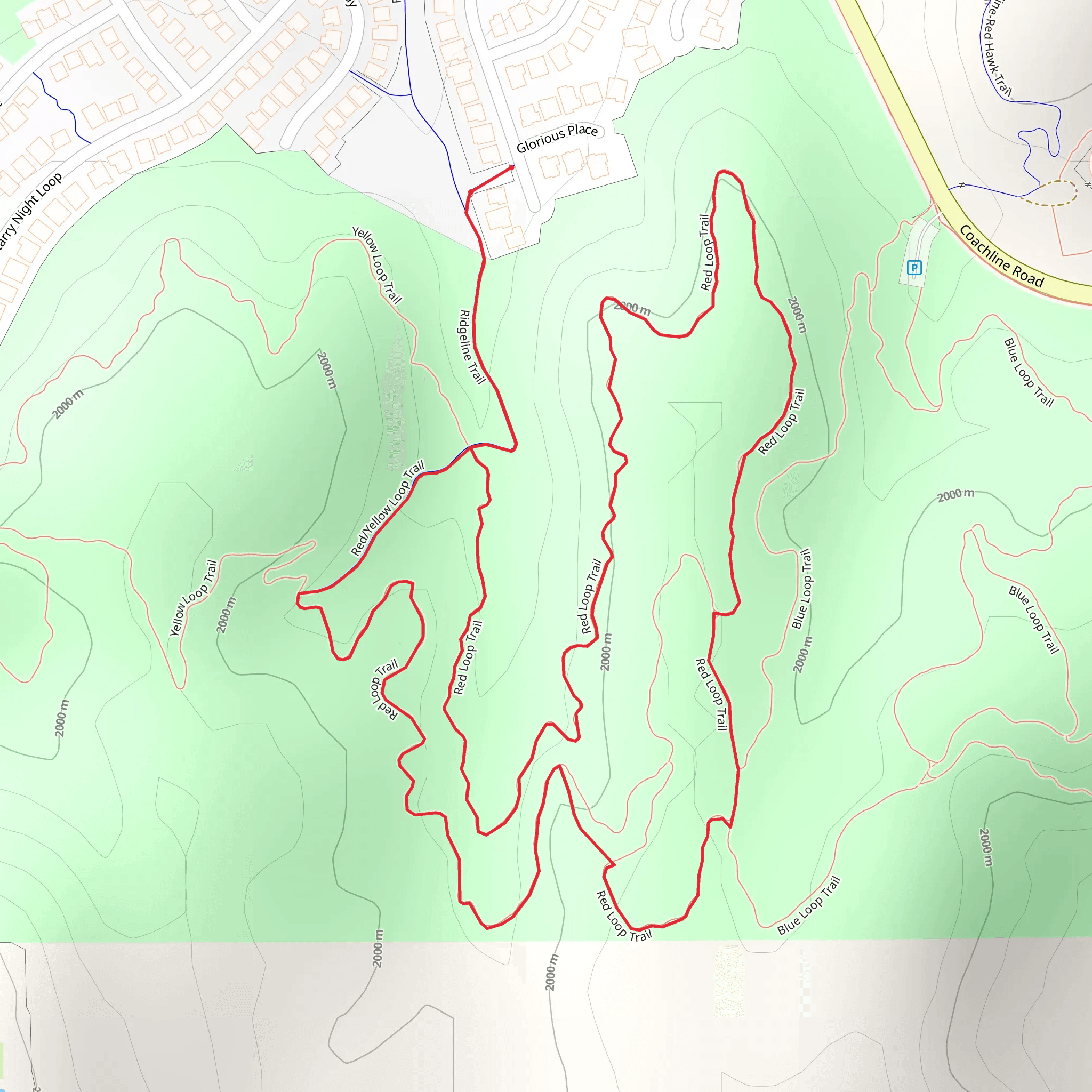 Red-Yellow Loop and Ridgeline Trail mobile static map