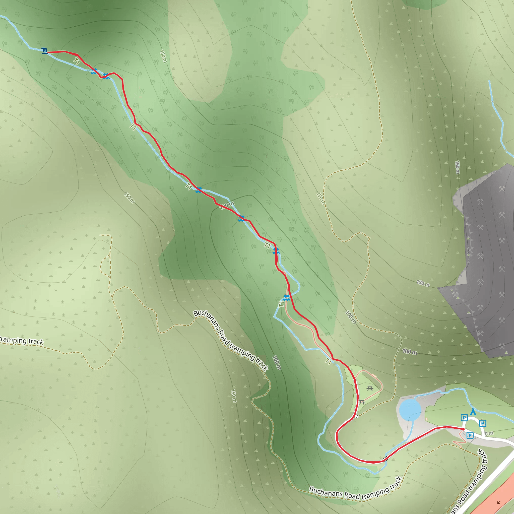 Dry Creek Waterfall Track mobile static map