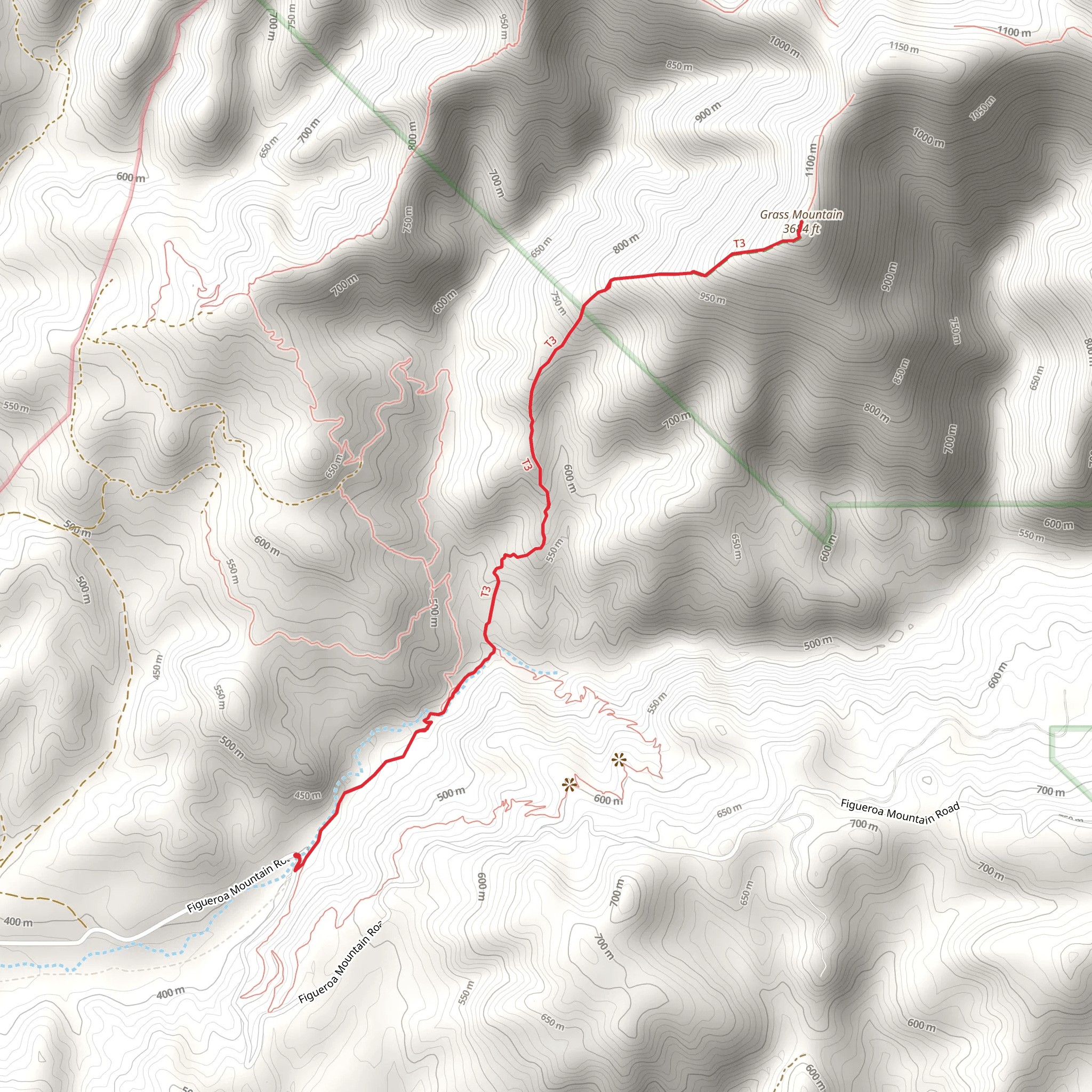 Grass Mountain via Birabent Canyon Trail mobile static map