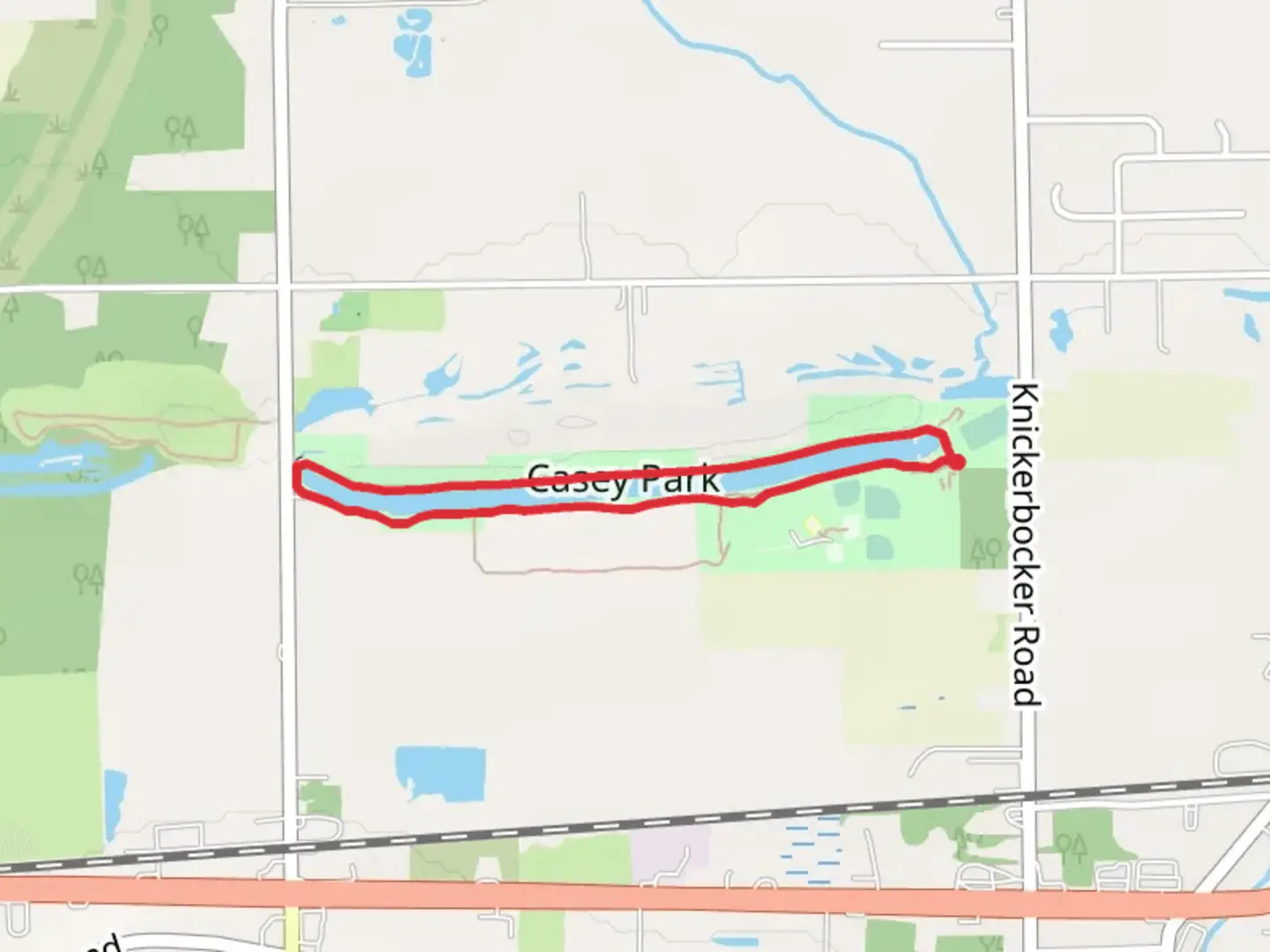 An image depicting the trail Casey Park Loop and its surrounding area.